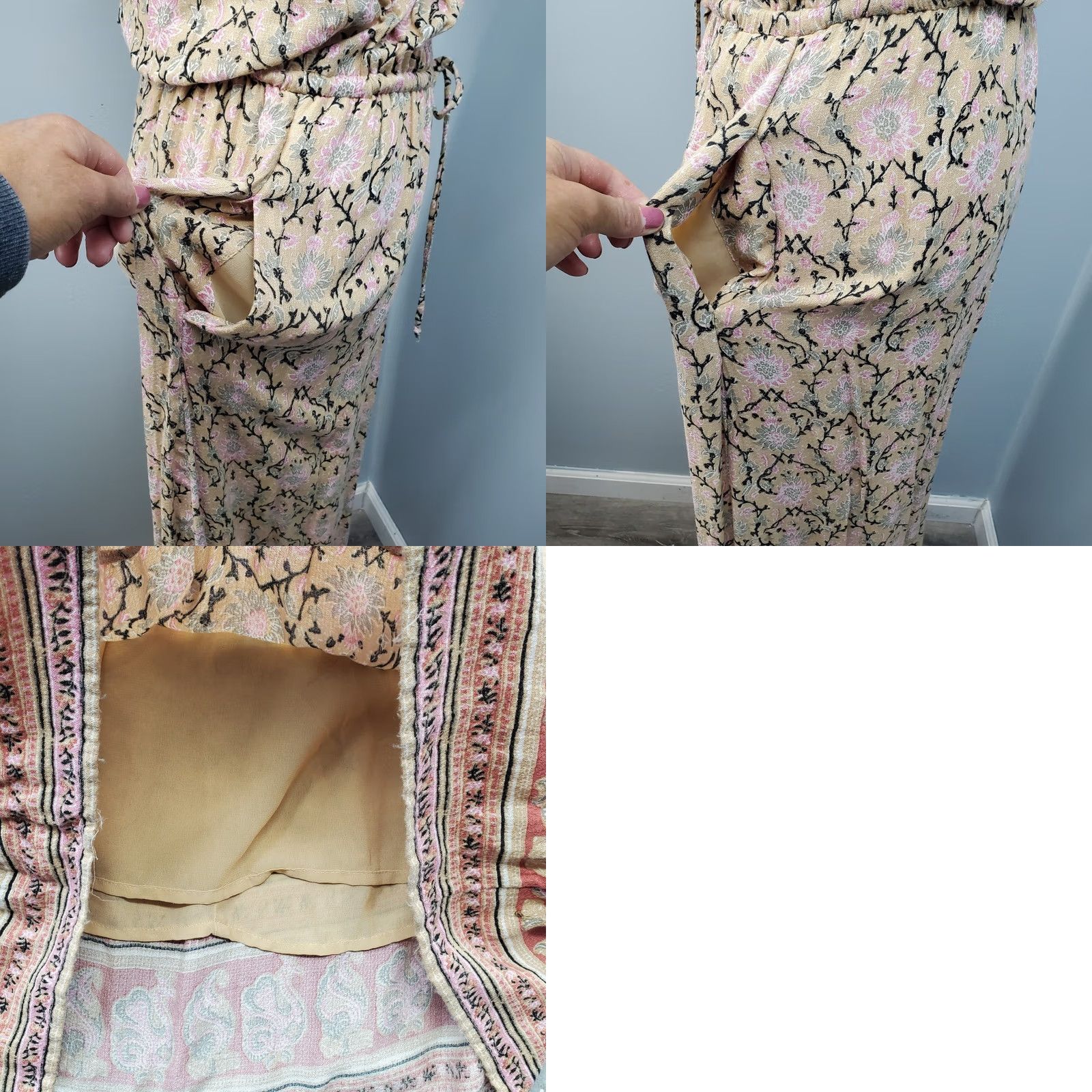 Lucky Brand Lucky Brand Dress Womens S Maxi Multi Floral Lined Cinch Waist Deep Neck Size S / US 4 / IT 40 - 9 Thumbnail