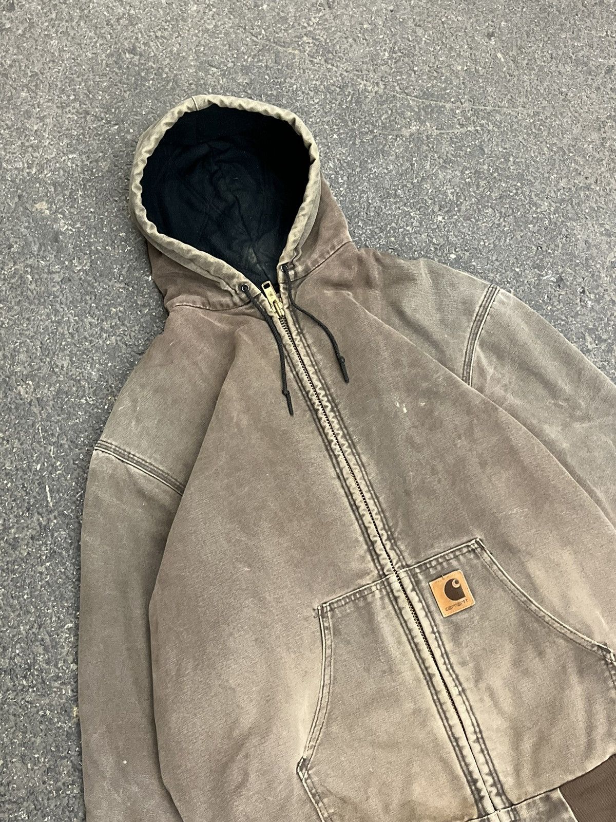 Carhartt × Vintage Carhartt mocha brown sun faded hooded jacket hype rare Size US XL / EU 56 / 4 - 3 Thumbnail