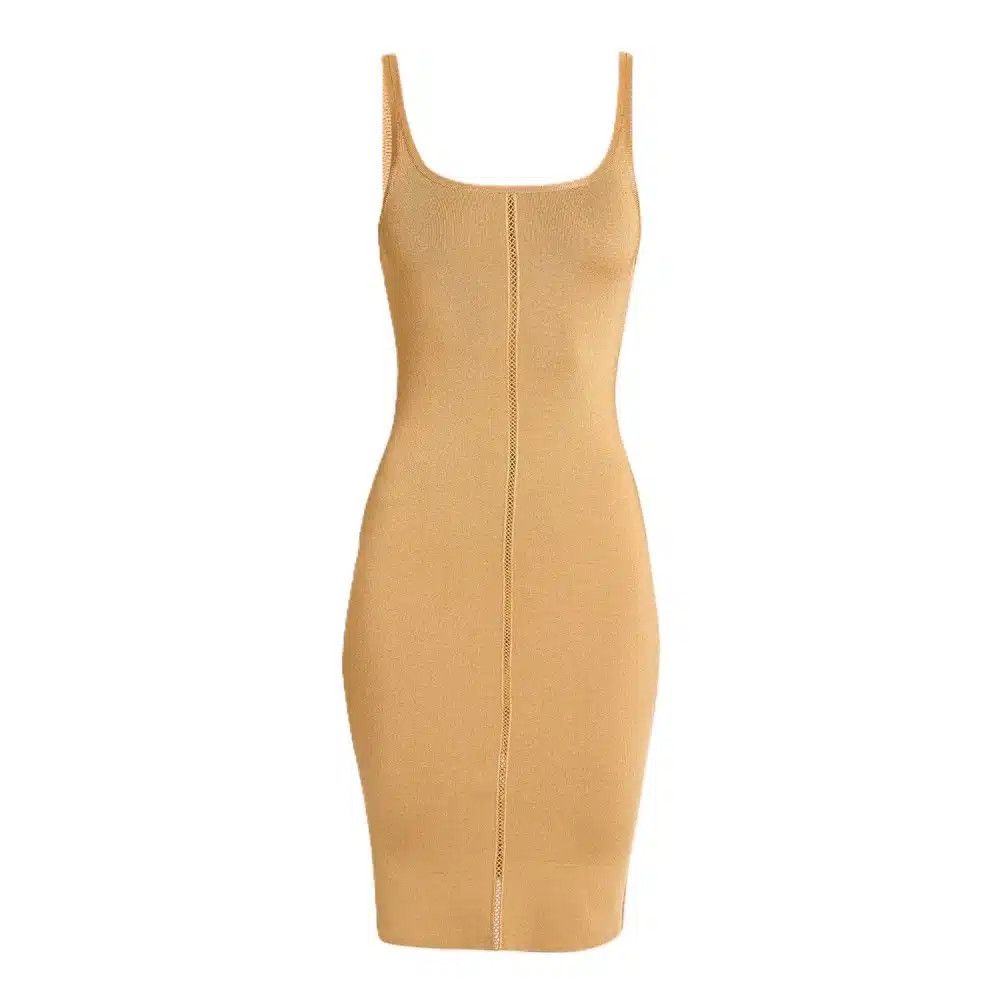 Tom Ford o1loc1c0825 ACK499 Ladder Stitch Knit Midi Dress in Camel Size L / US 10 / IT 46 - 1 Thumbnail