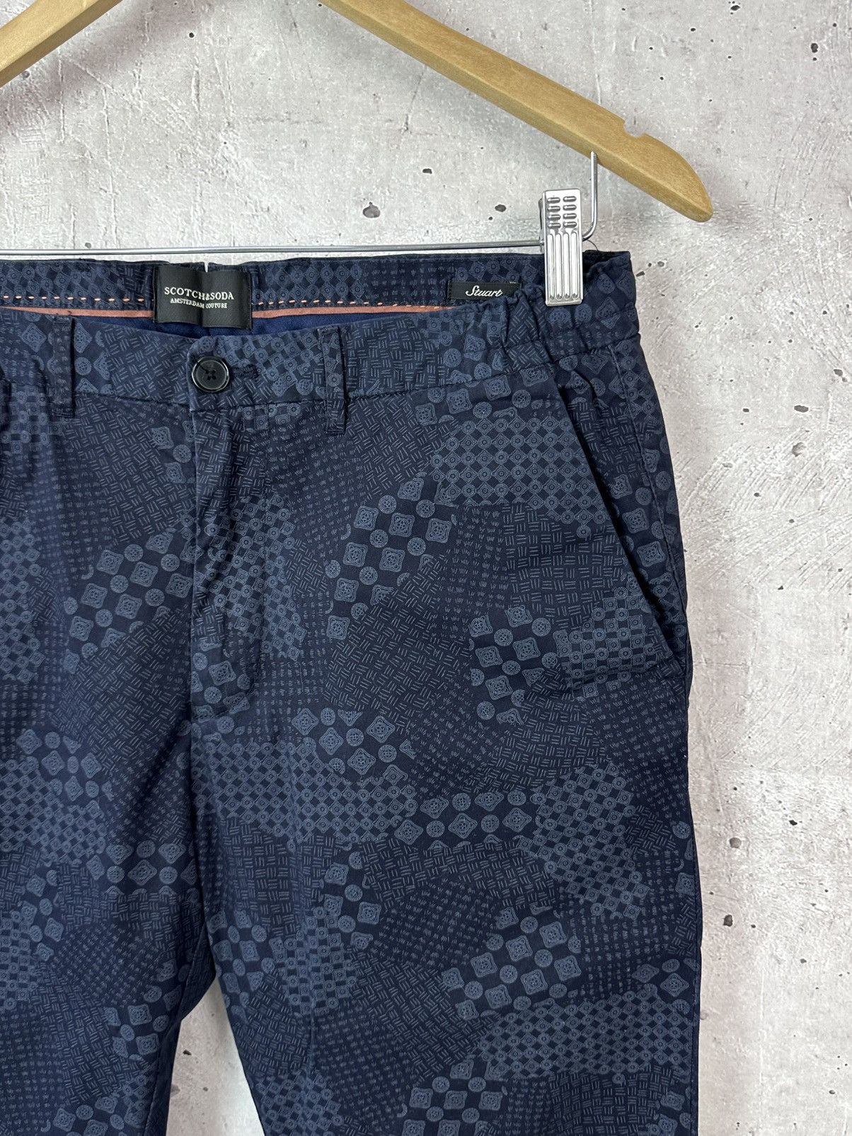 Scotch & Soda Scotch & Soda Printed Cotton Navy Straight Men’s Pants Size US 32 / EU 48 - 4 Thumbnail
