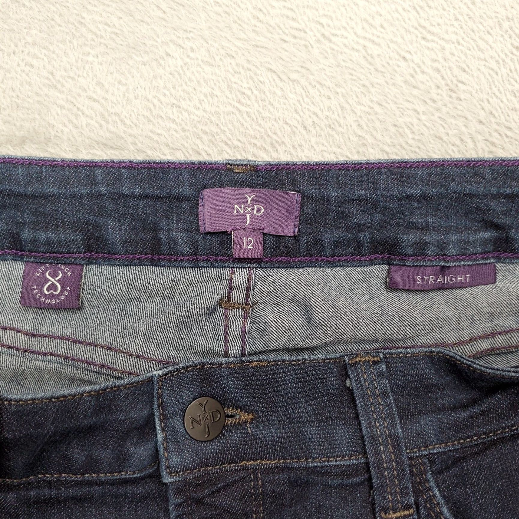 Vintage NYJD Jeans Womens 30x32 Blue Straight Leg Stretch Embroidered Pocket 5-Pocket Denim Cotton Blend Jeans Size 12 90s Womens Size 34" / US 12 / IT 48 - 7 Thumbnail