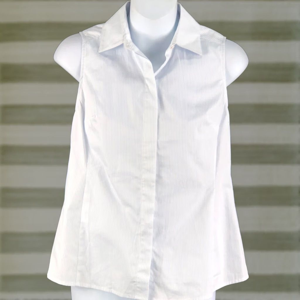 Vintage NWT The Limited blue stripe sleeveless button-up collared top XS PXS Women’s Casual Capsule Modest Size XS / US 0-2 / IT 36-38 - 1 Thumbnail