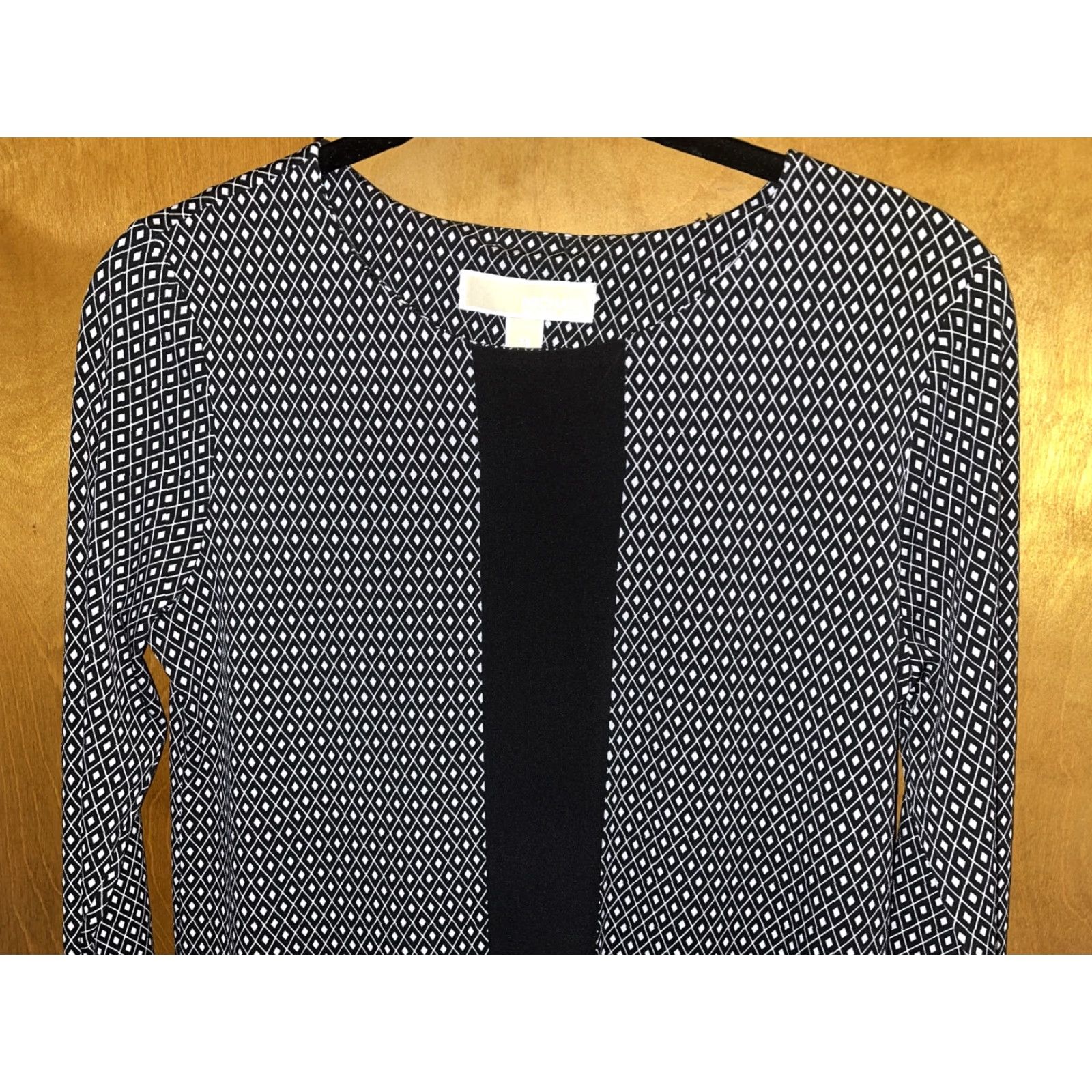 Michael Kors Michael Kors Womens XS Black White Diamond Sheath Black Stripe Long Sleeve Dress Size XS / US 0-2 / IT 36-38 - 2 Thumbnail