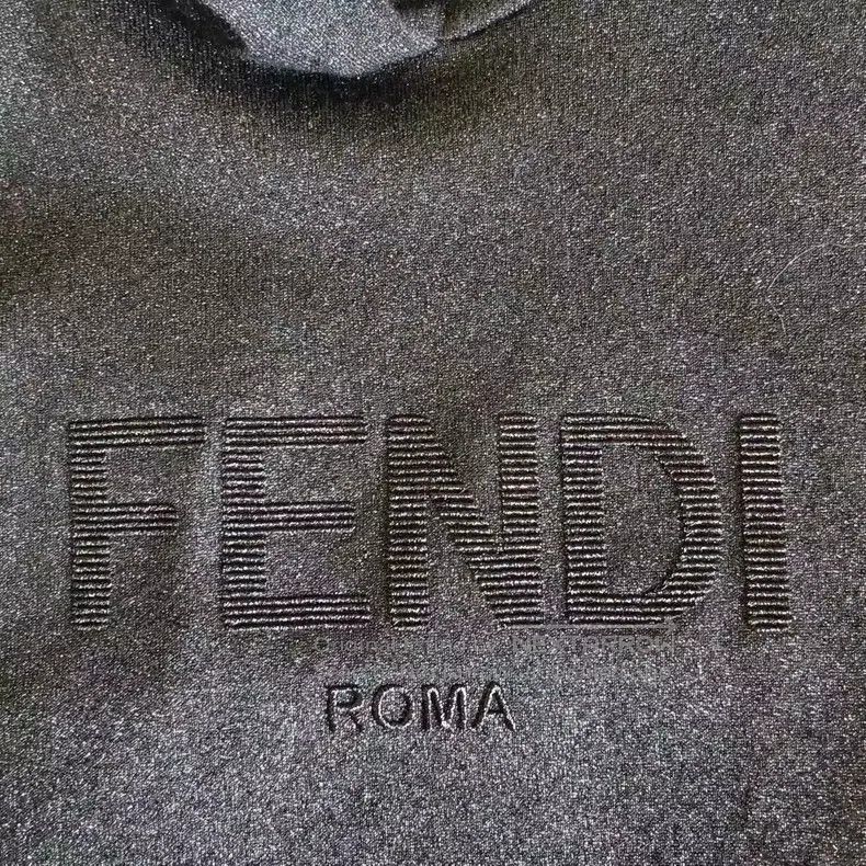 Fendi Wool Blend Chest Logo Solid Color Hoodie