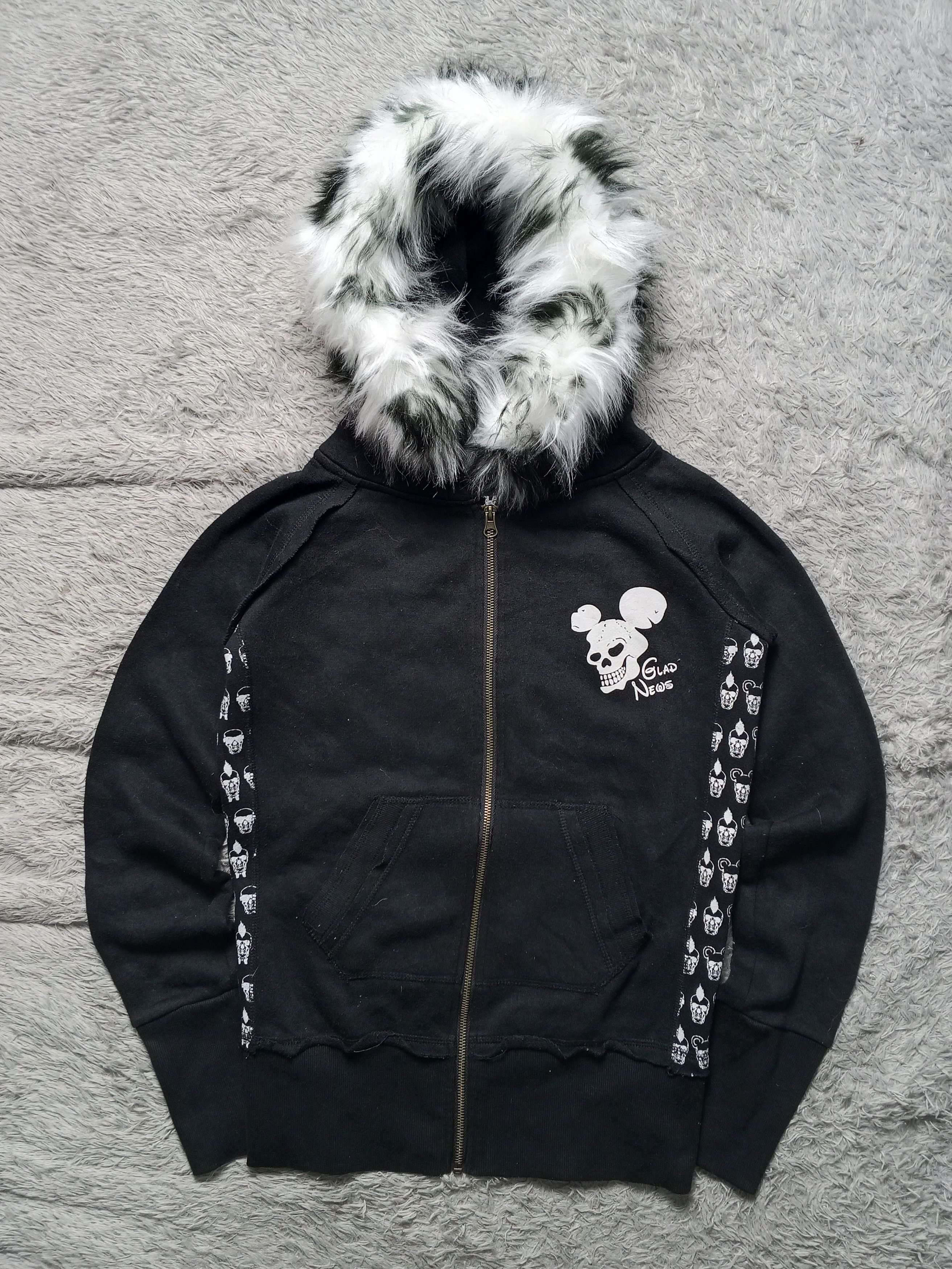 Japanese Brand Crazy Skull japan Brand Glad News Faux Fur Hoodie Size US M / EU 48-50 / 2 - 2 Thumbnail