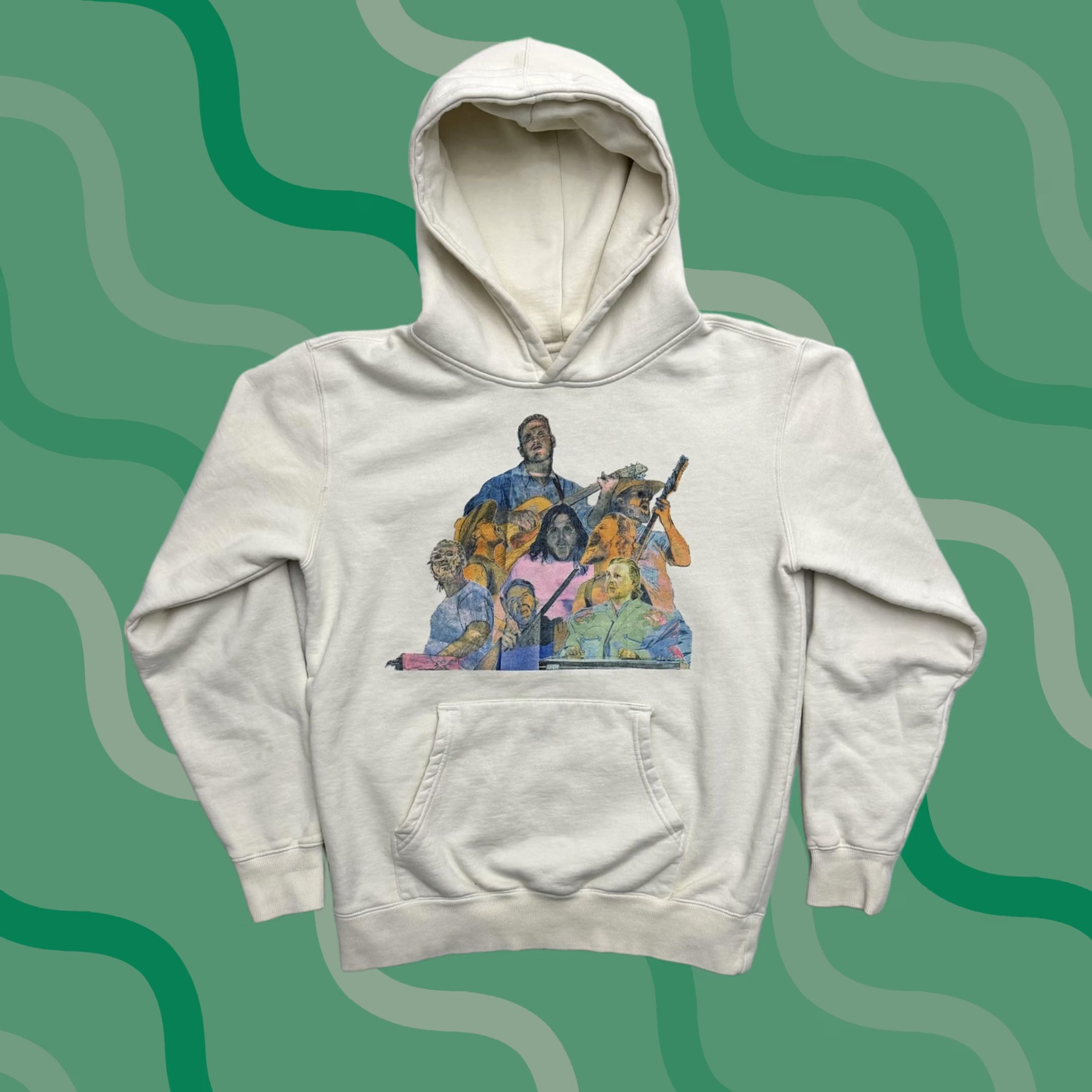 Vintage Zach Bryan Sweater Hoodie Mens Medium White Quittin Time Tour Fleece Graphic Print Hooded Pockets Lined Crew Neck Size US M / EU 48-50 / 2 - 1 Thumbnail