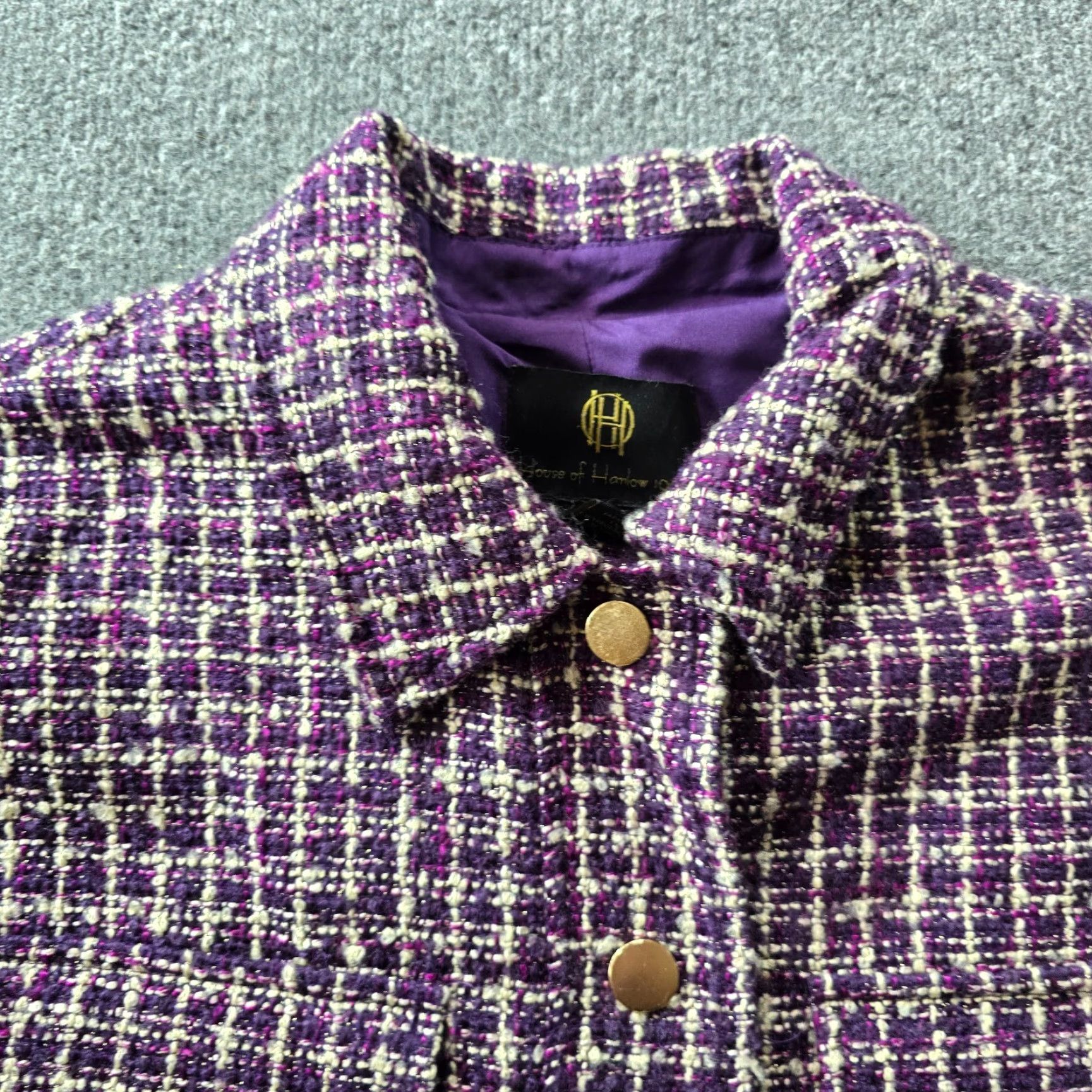 House of Harlow VINTAGE House Of Harlow Jacket Womens Size Medium Purple Tweed Capsule Career Academia Size M / US 6-8 / IT 42-44 - 2 Thumbnail