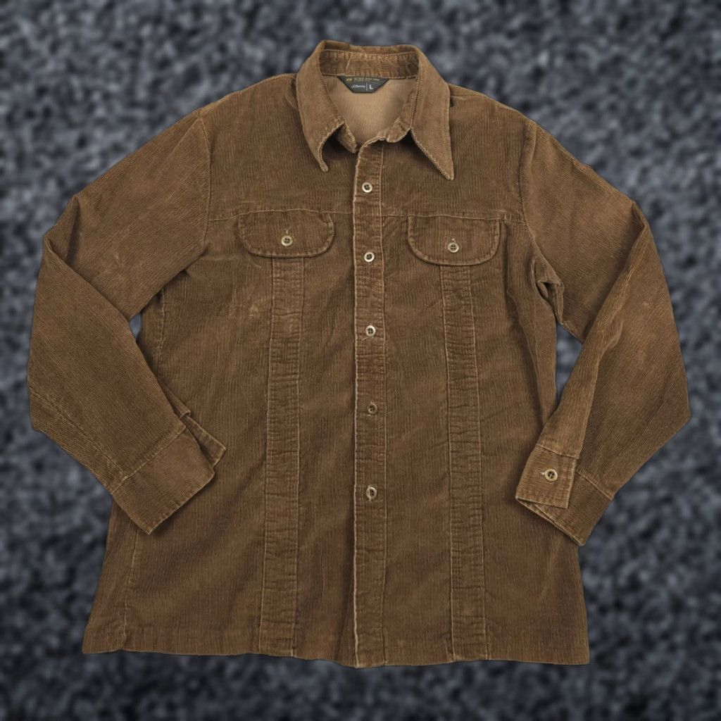 Vintage VINTAGE JC Penney Corduroy Shirt Men's L Brown Button-Up Pockets Thick Size US L / EU 52-54 / 3 - 1 Thumbnail