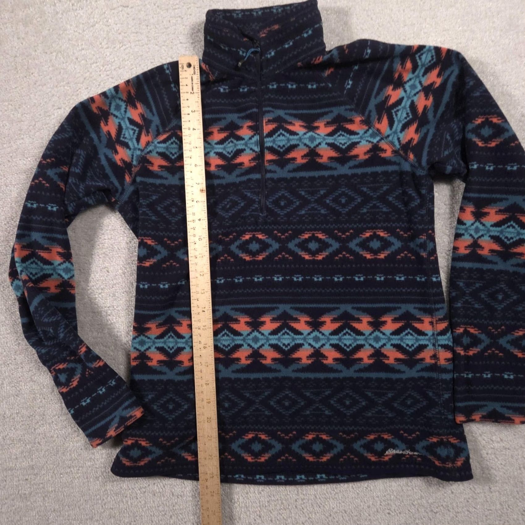 Eddie Bauer VINTAGE Eddie Bauer Sweater Womens XS Blue Fleece 1/4 Zip Mock Neck Aztec Print Size XS / US 0-2 / IT 36-38 - 7 Thumbnail
