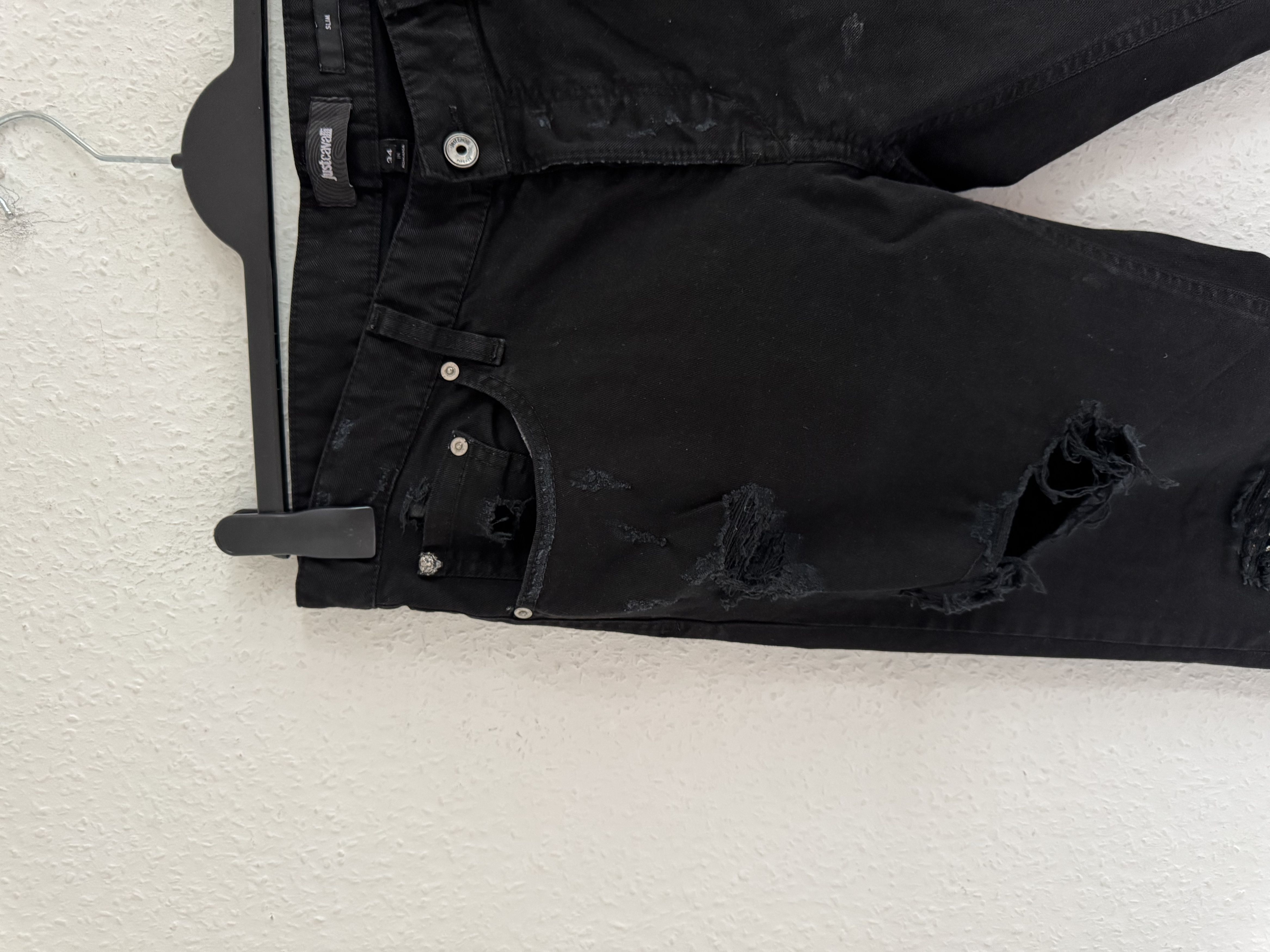 Just Cavalli Studded Distressed Slim Jeans Size US 33 - 5 Thumbnail