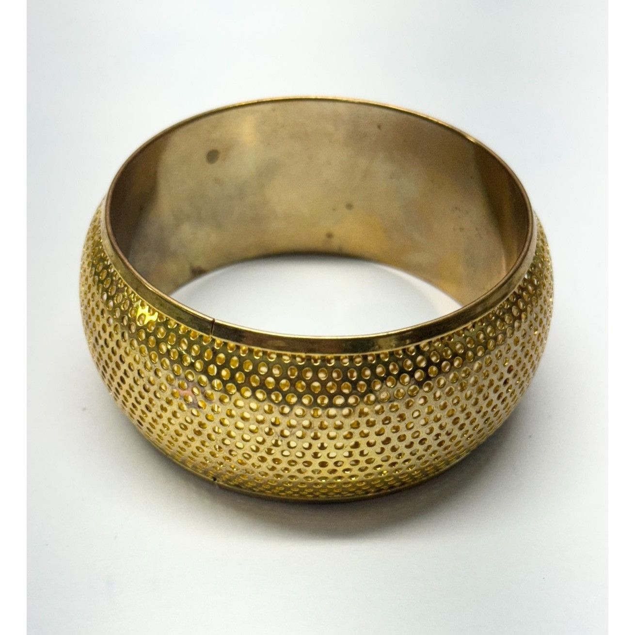 Vintage Vintage gold perforated wide bangle bracelet Size ONE SIZE - 1 Thumbnail