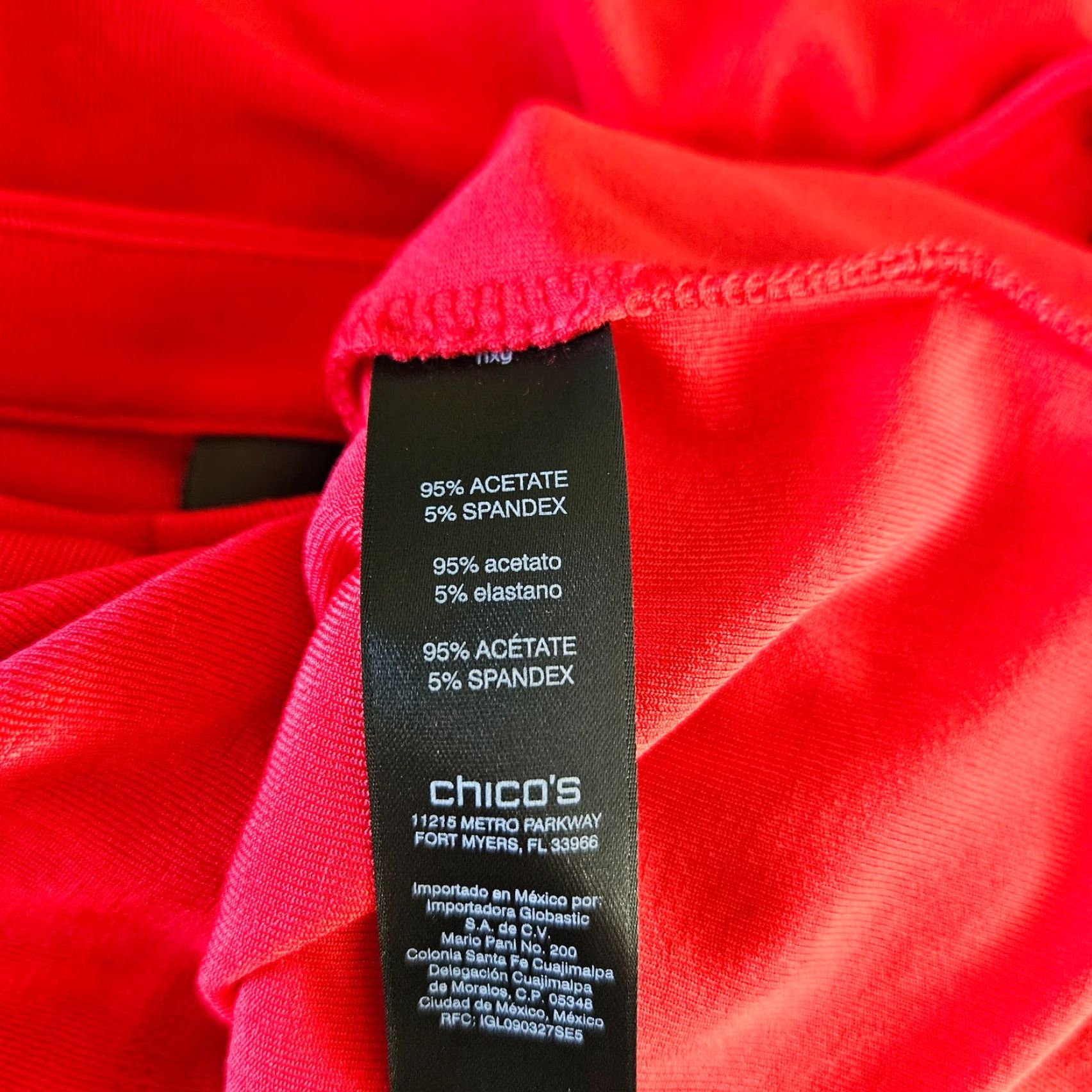 Vintage Chico's Travelers Womens Dress Sz M Solid Red Short Sleeve Slinky Knee Length Shift Vintage No Size 32" / US 10 / IT 46 - 4 Thumbnail