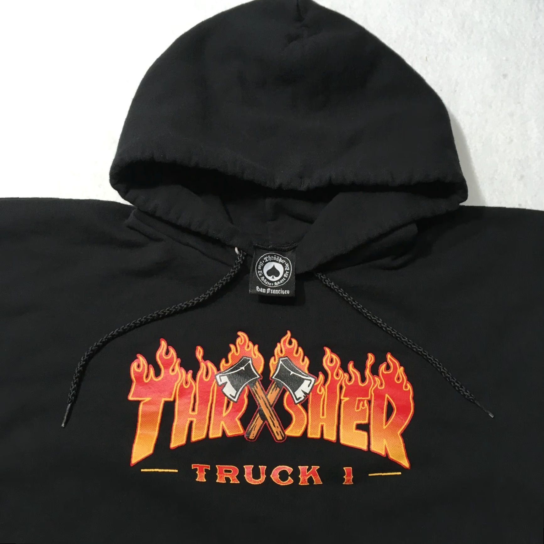 Thrasher Thrasher Hoodie Black MEDIUM Skateboard Logo Pullover Hooded Sweatshirt Mens Size M Graphic Print Long Sleeve Crew Neck Vintage No Size US M / EU 48-50 / 2 - 2 Thumbnail