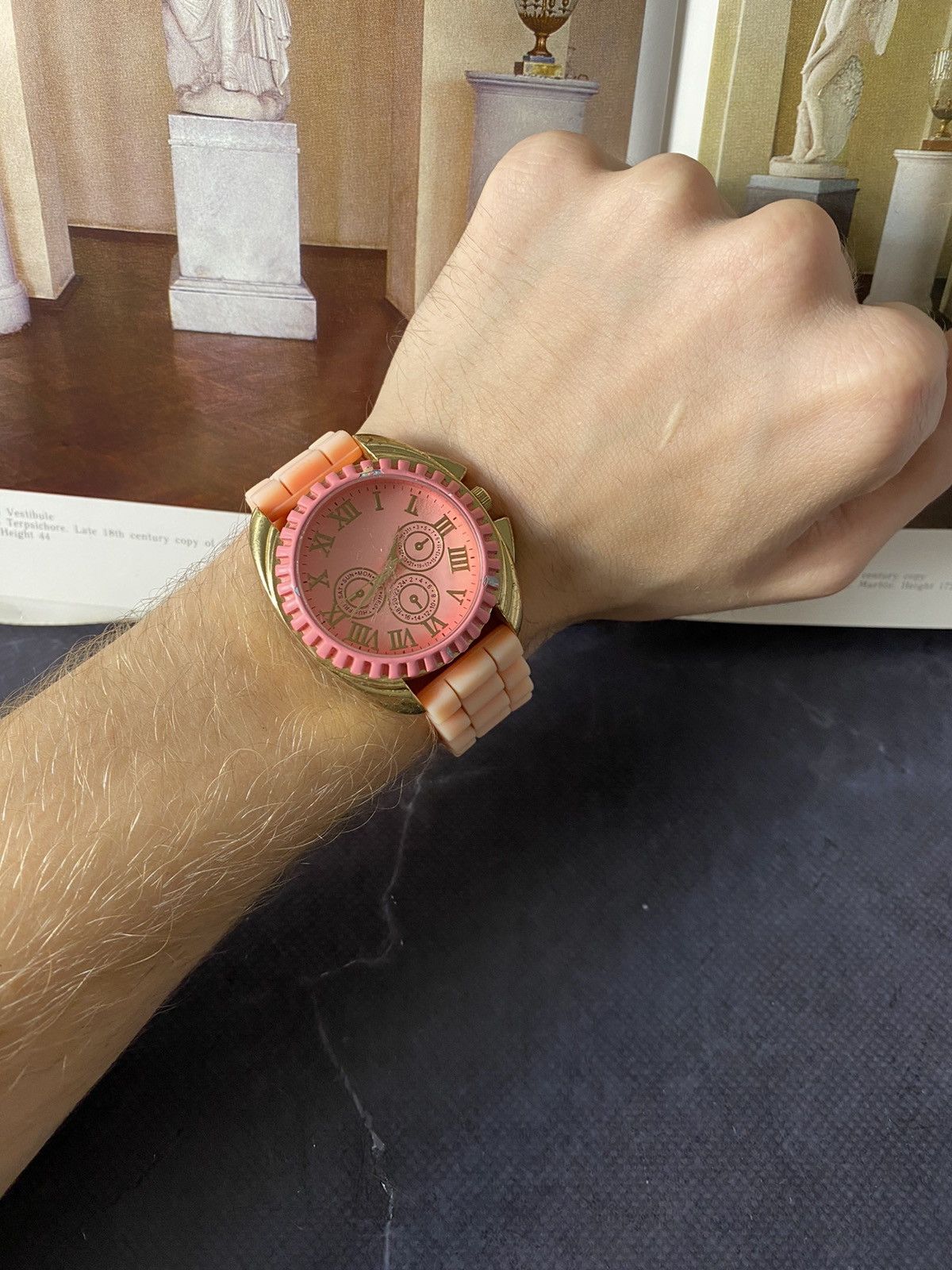 Jewelry Vintage Pink Watch with Roman Numerals Size ONE SIZE - 2 Thumbnail