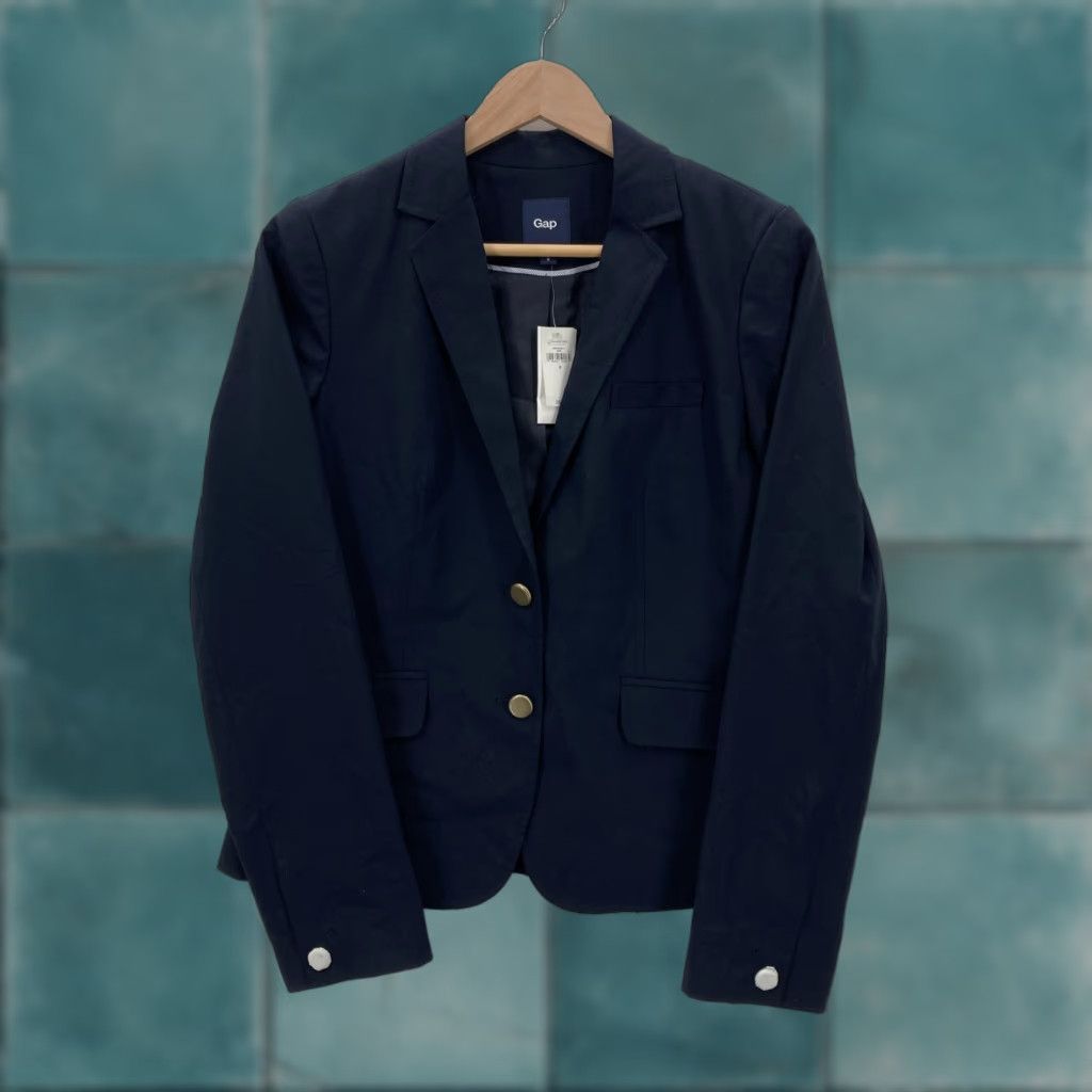 Gap Gap Blazer Womens 6 Navy Wool Blend 2 Button Lined Tailored Jacket Office Work Ladies Long Sleeve Regular Fit Size M / US 6-8 / IT 42-44 - 1 Thumbnail