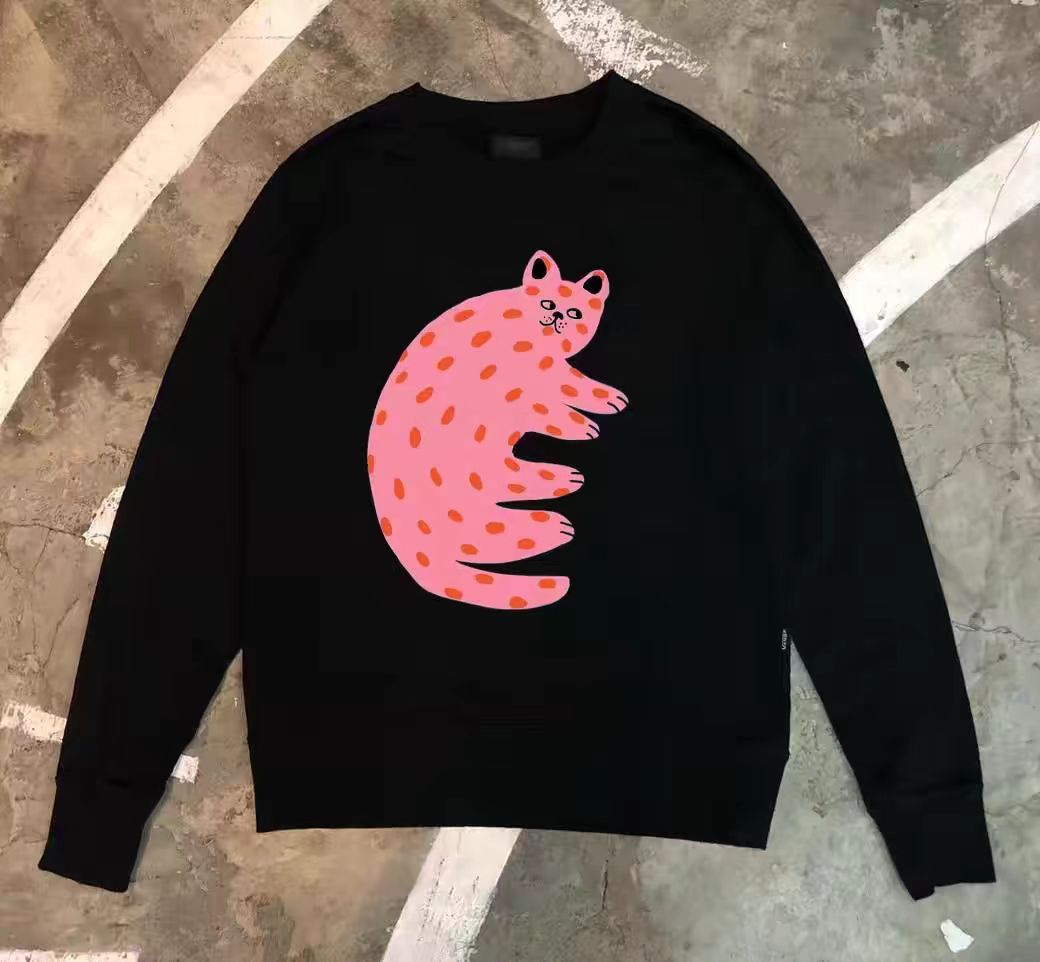 Japanese Brand × Vintage Black washed retro cat print sweatshirt y2k Size US L / EU 52-54 / 3 - 1 Thumbnail