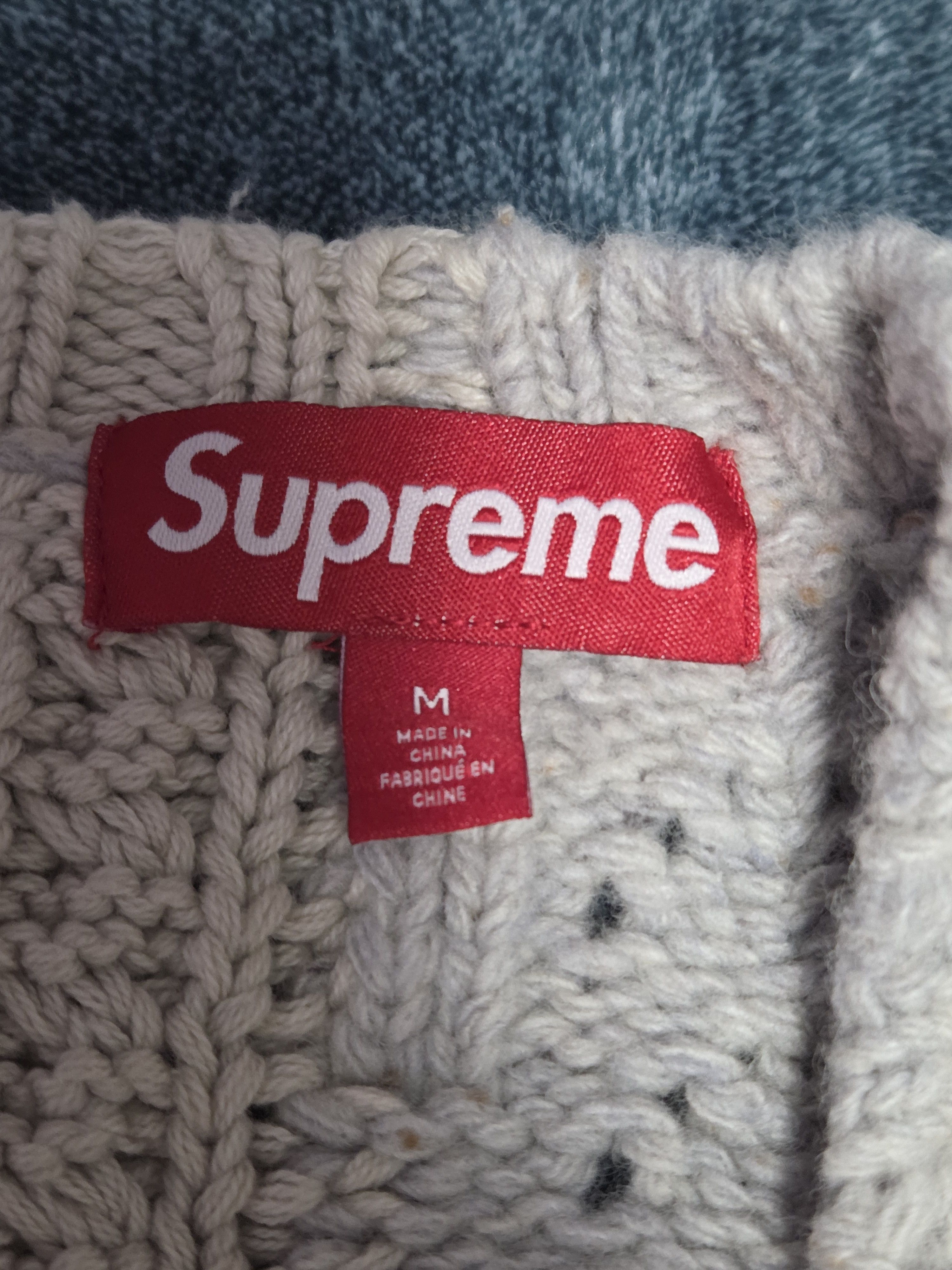 Supreme Supreme Patchwork Cable Knit Cardigan Ivory Size US M / EU 48-50 / 2 - 7 Thumbnail