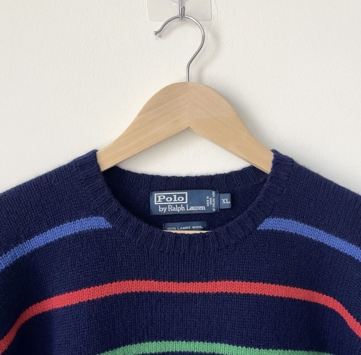 Polo Ralph Lauren Vintage 100% Lambswool Striped Sweater Rainbow Wool Size US XL / EU 56 / 4 - 3 Thumbnail