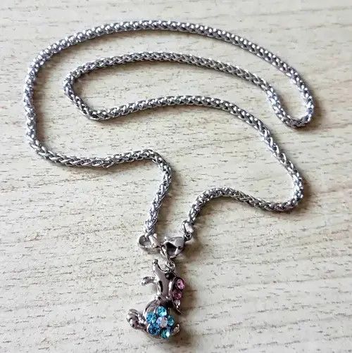 Designer × Japanese Brand Punk Goth Sapphire Rhinestones Bird Buddies Silver Necklace Size ONE SIZE - 2 Thumbnail