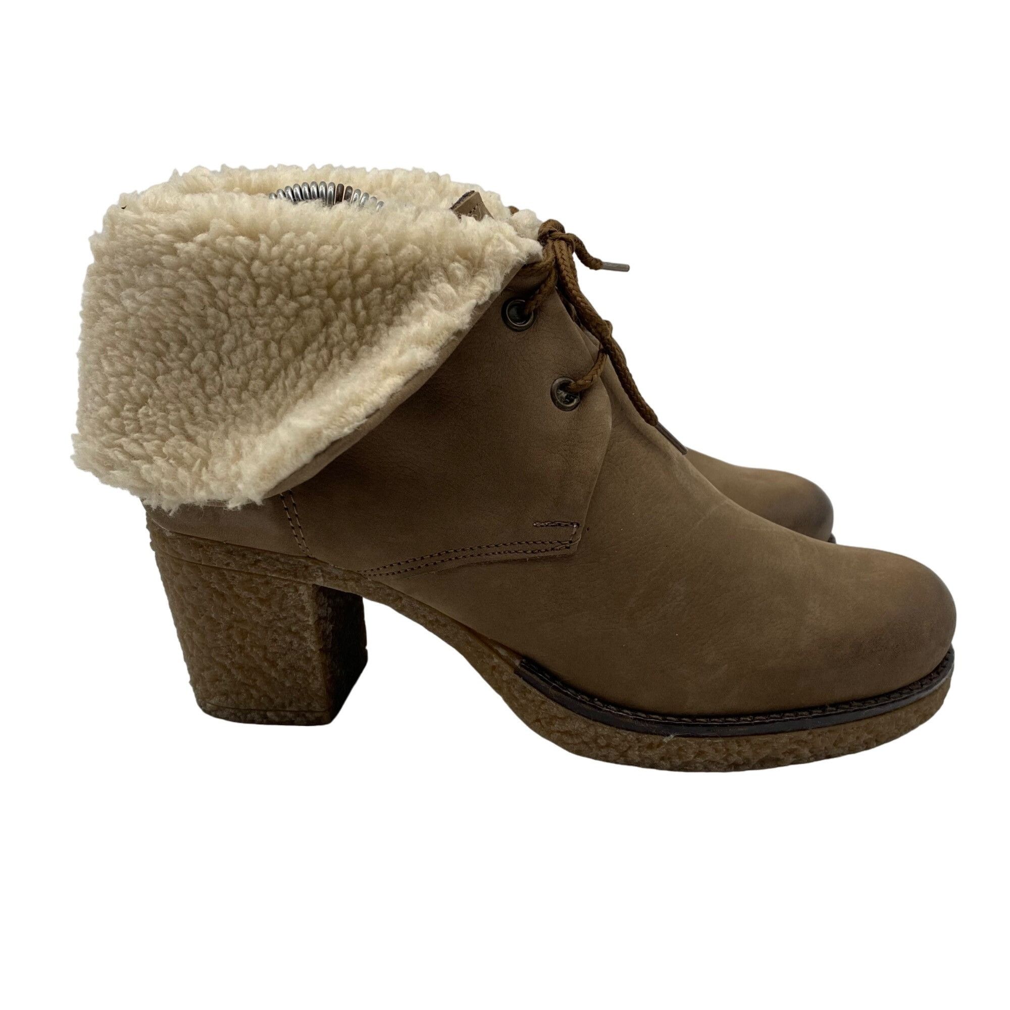 Other Maria Tan Suede leather Sherpa Lined Fold over ankle Bootie Size US 8 / IT 38 - 1 Thumbnail