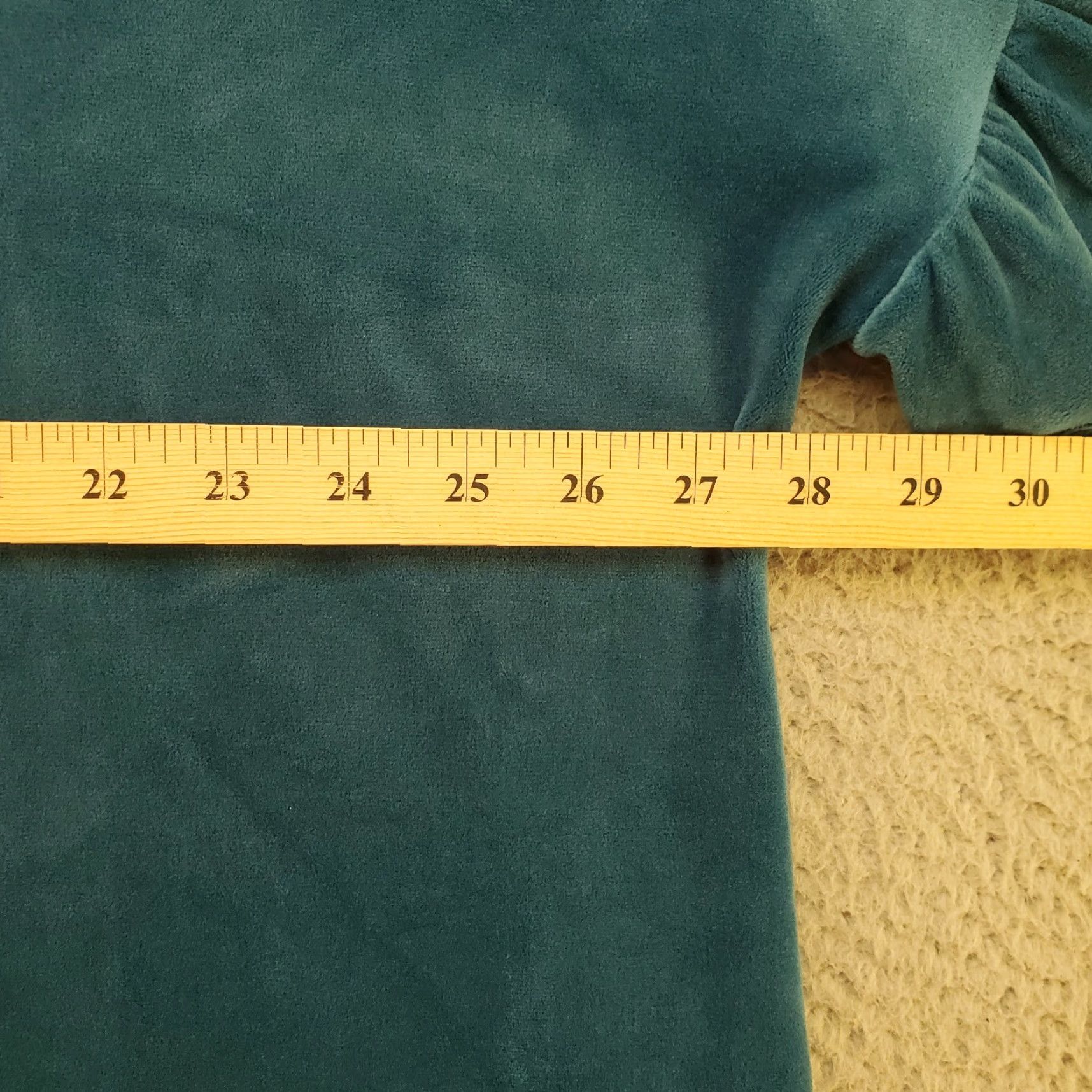 Vintage Womens Velour Top 1X Teal Flutter Sleeve Ruffle Pullover Blouse Easy Care Velour Woman Within 1X Blue Solid Classic Casual Size XL / US 12-14 / IT 48-50 - 5 Thumbnail
