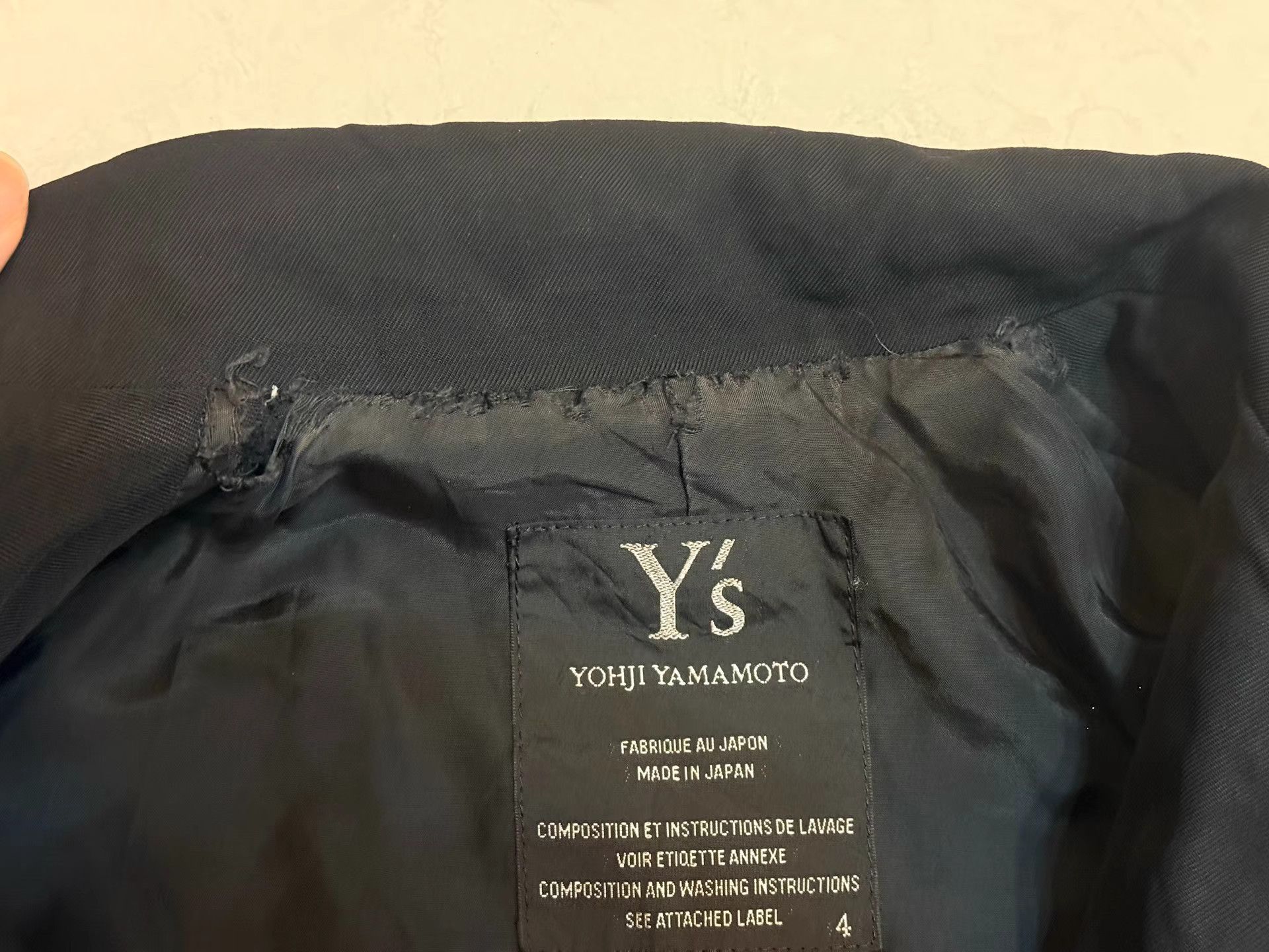 Yohji Yamamoto Yohji Yamamoto Y's Wool Single-Button Half-Collar Jacket K3 Size US XL / EU 56 / 4 - 2 Thumbnail