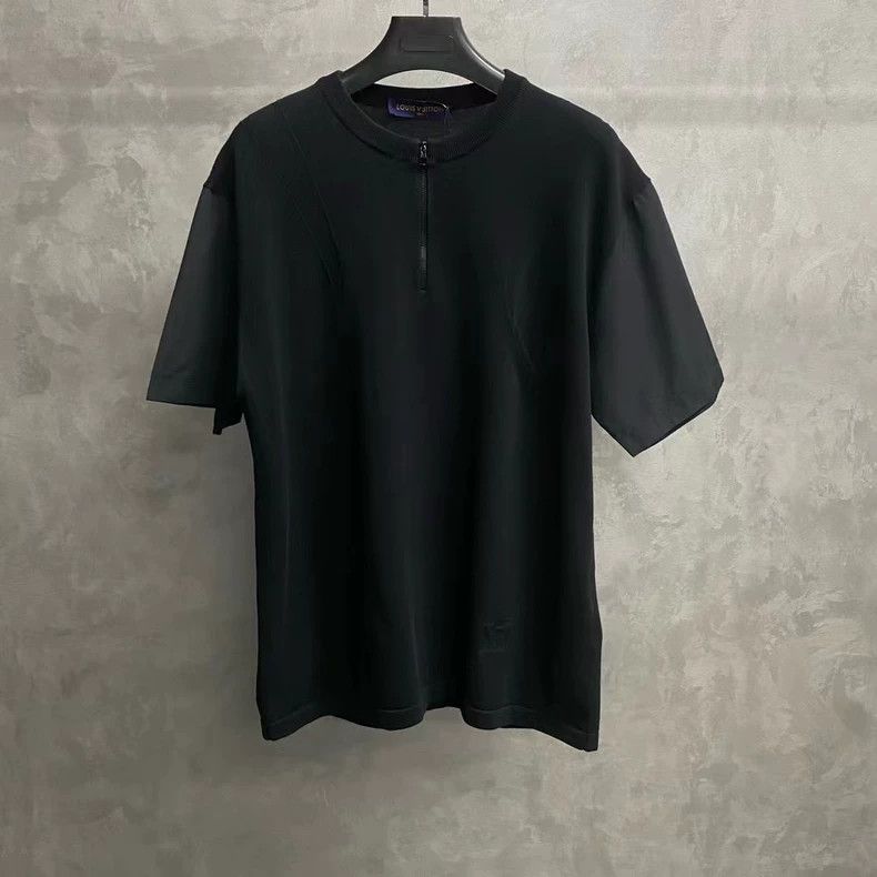 Louis Vuitton Black half zip knit logo short sleeve