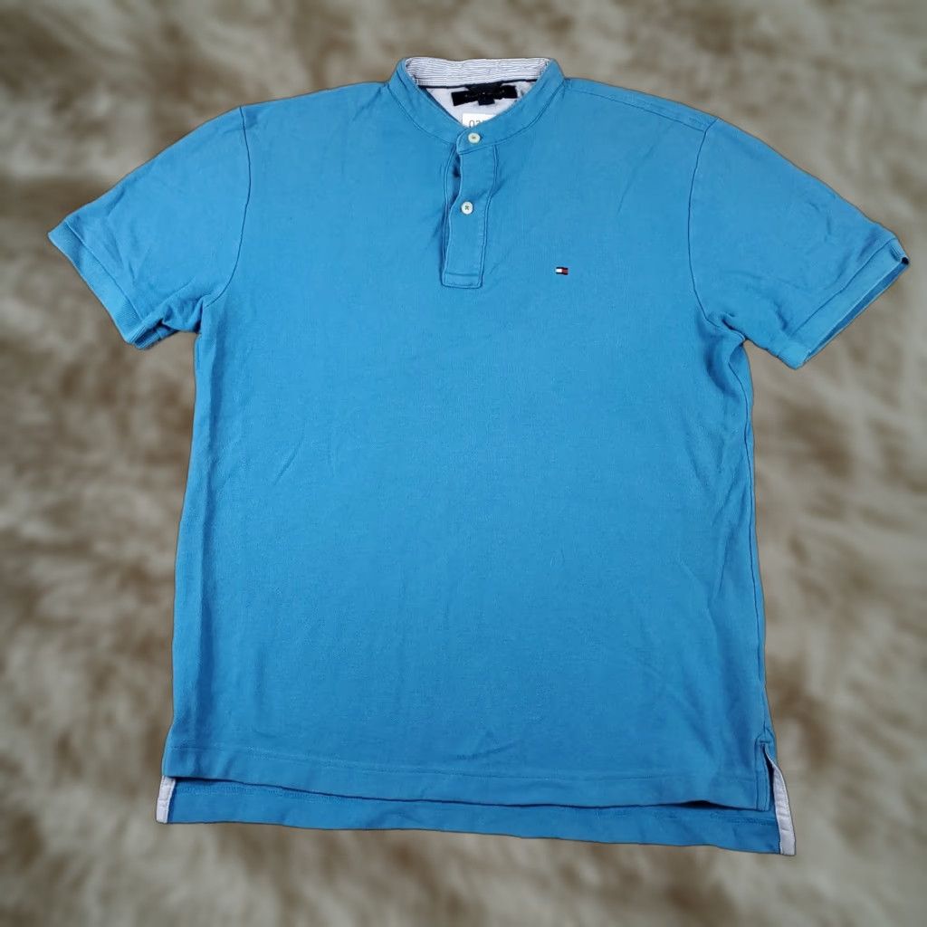 Tommy Hilfiger VINTAGE Tommy Hilfiger Polo Shirt Men Medium Blue Polo Short Sleeve Casual Button Collar Logo US Flag Theme 90s? Size US M / EU 48-50 / 2 - 1 Thumbnail