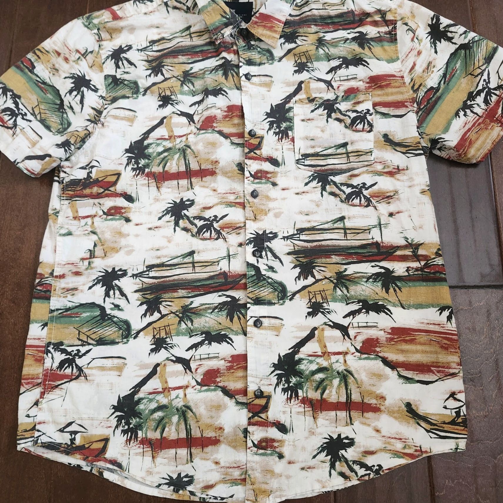 Roark Roark Revival Mens XL Button-Up Short Sleeve Shirt Tropical Palm Print Multicolor Cotton Regular Handcrafted? Size US XL / EU 56 / 4 - 3 Thumbnail