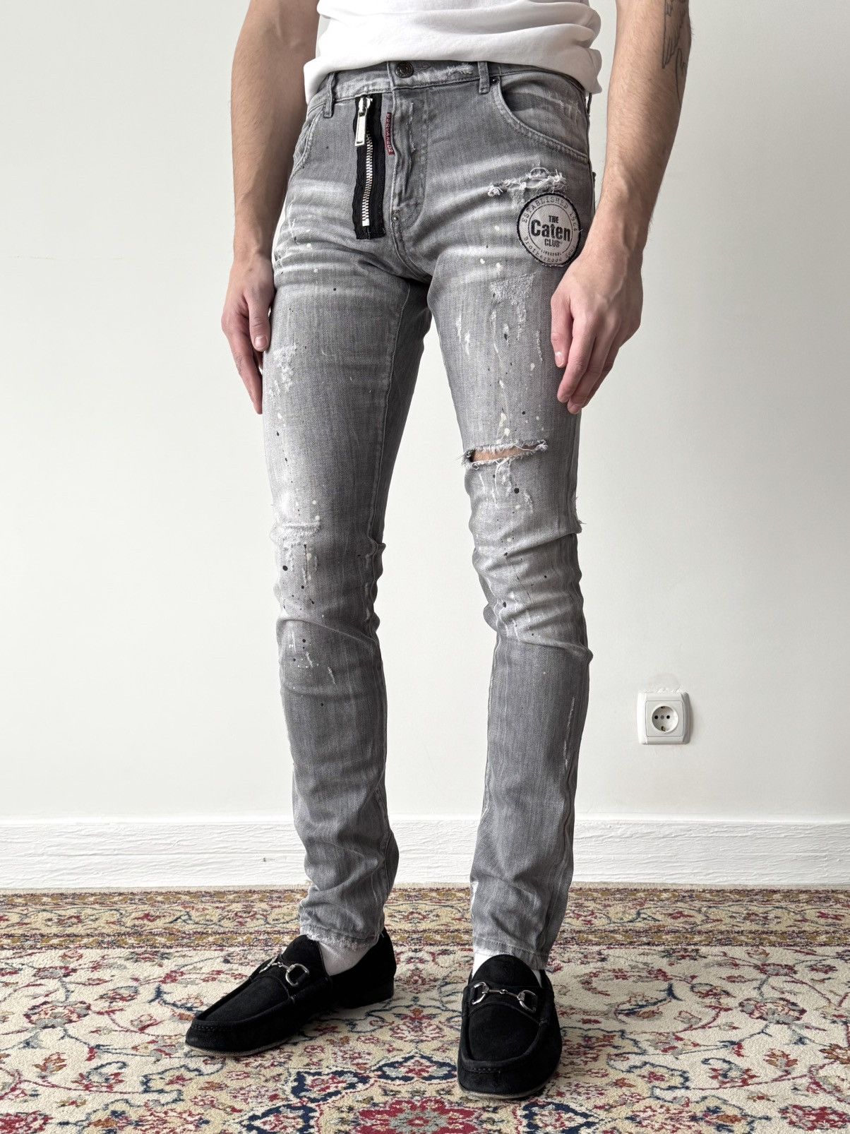 Designer × Dsquared2 Dsquared2 2018 Distressed Painted Skinny Jeans Pants Size US 30 / EU 46 - 1 Thumbnail