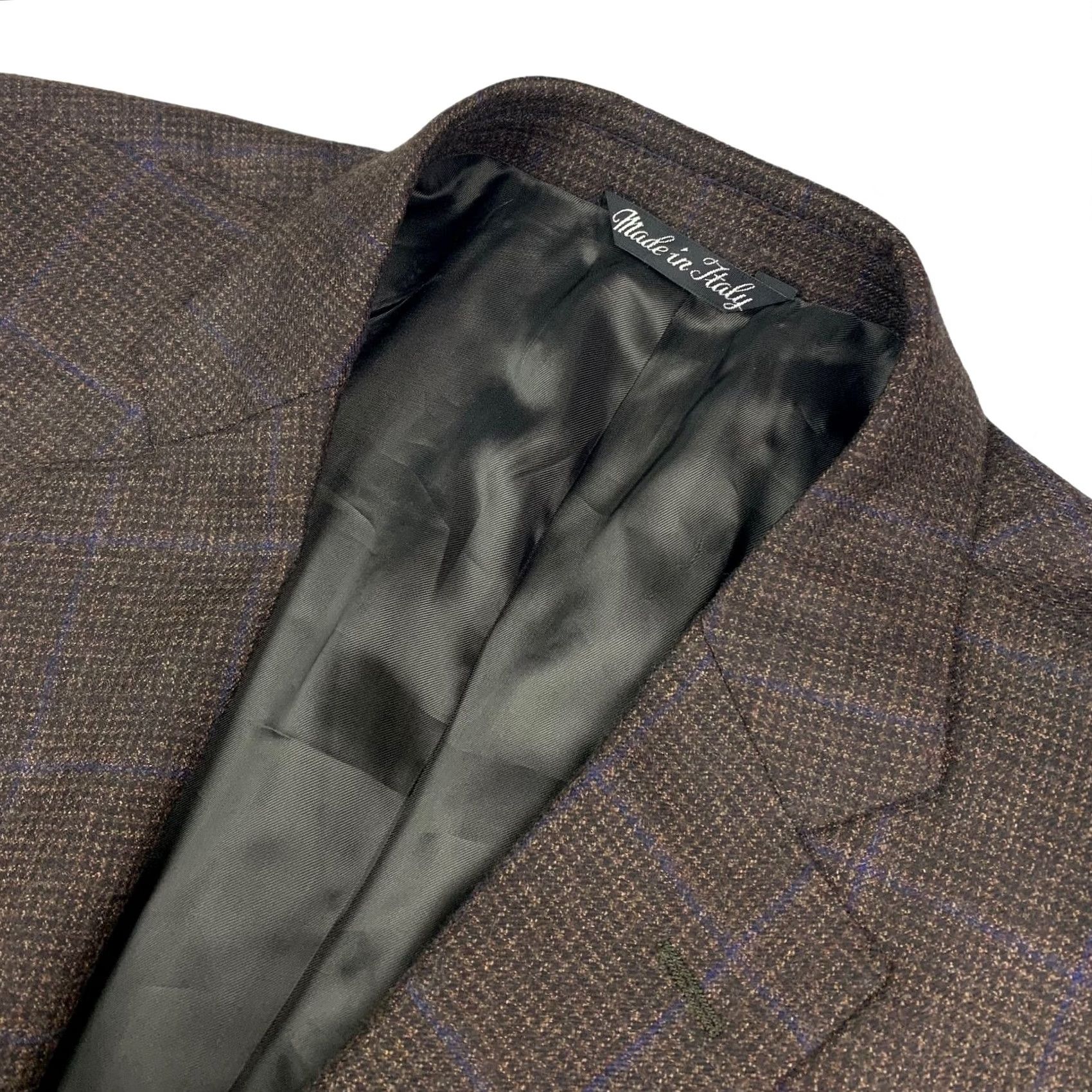 Vintage G. Manzoni Blazer Men's 44 Regular Brown Blue Plaid 100% Wool Italy Two-Button Jacket Coat Shirt Category: Blazer Size 44R - 2 Thumbnail