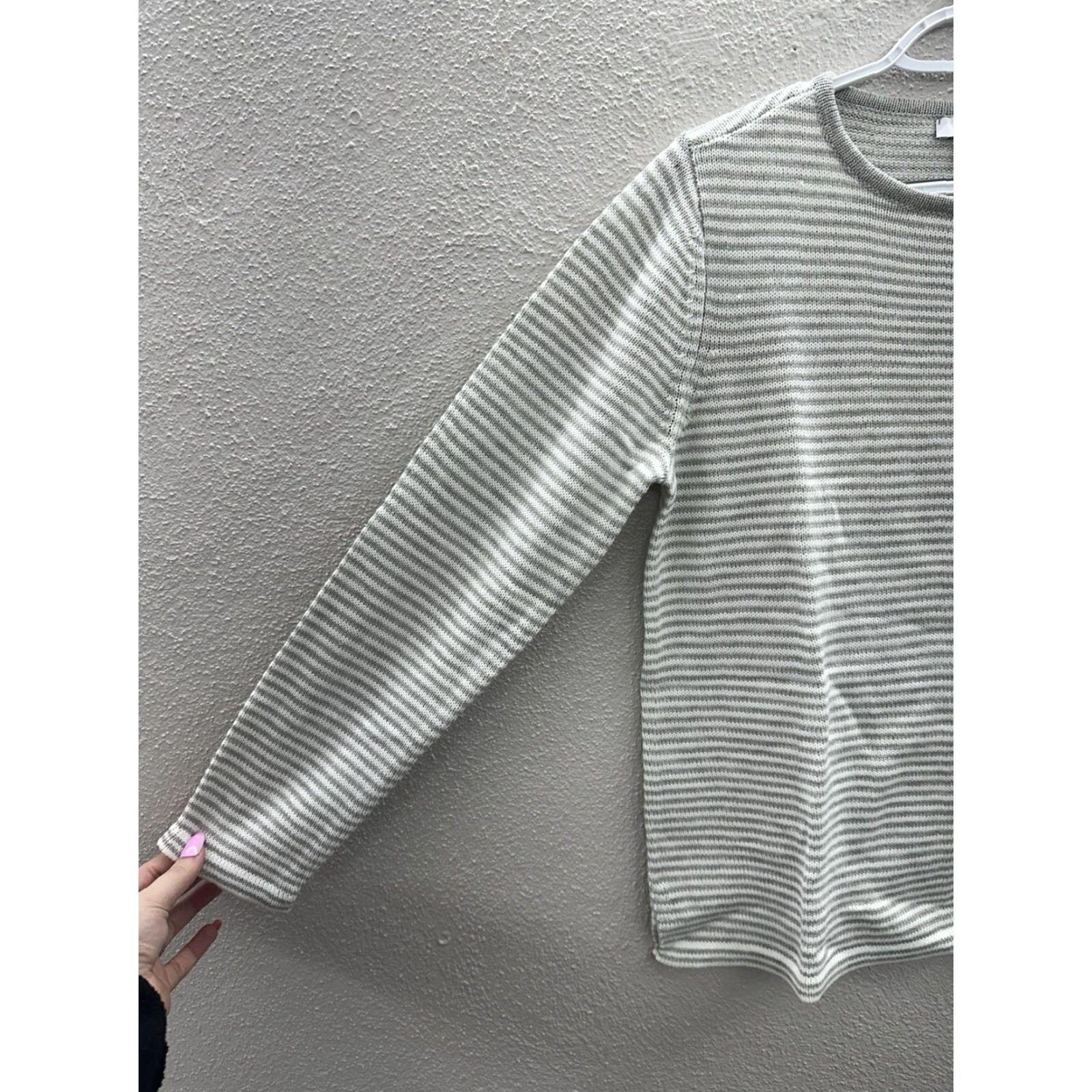 Vintage The Tog Shop Womens Sweater Striped Long Sleeve Knit Ivory Medium Pullover Size M / US 6-8 / IT 42-44 - 2 Thumbnail