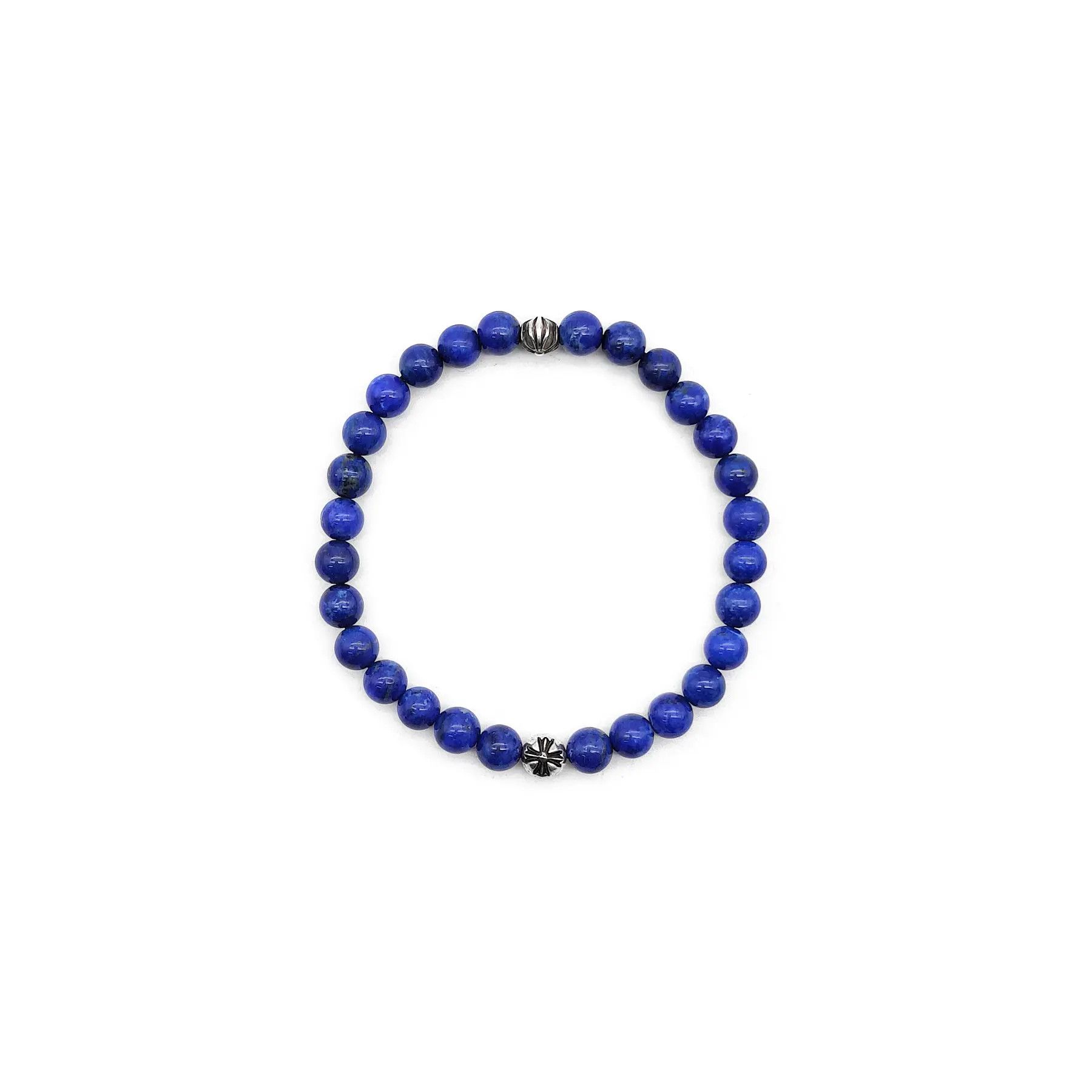 Chrome Hearts Chrome Hearts 6mm Blue Silver Cross Ball Beaded Bracelet Size ONE SIZE - 1 Thumbnail
