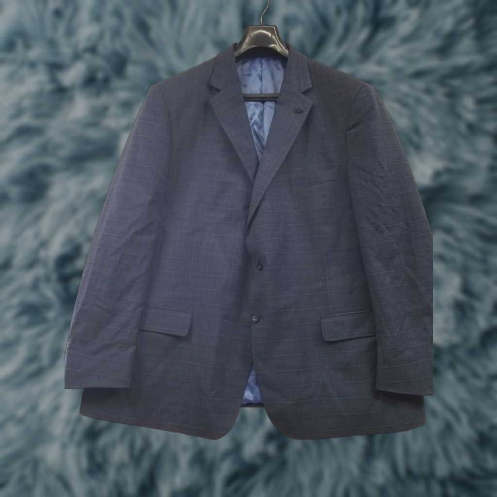 Hart Schaffner Marx Hart Schaffner Marx Blazer Men 52R Wool Plaid Blue USA Made Dillards 2 Button Size 52R - 1 Thumbnail