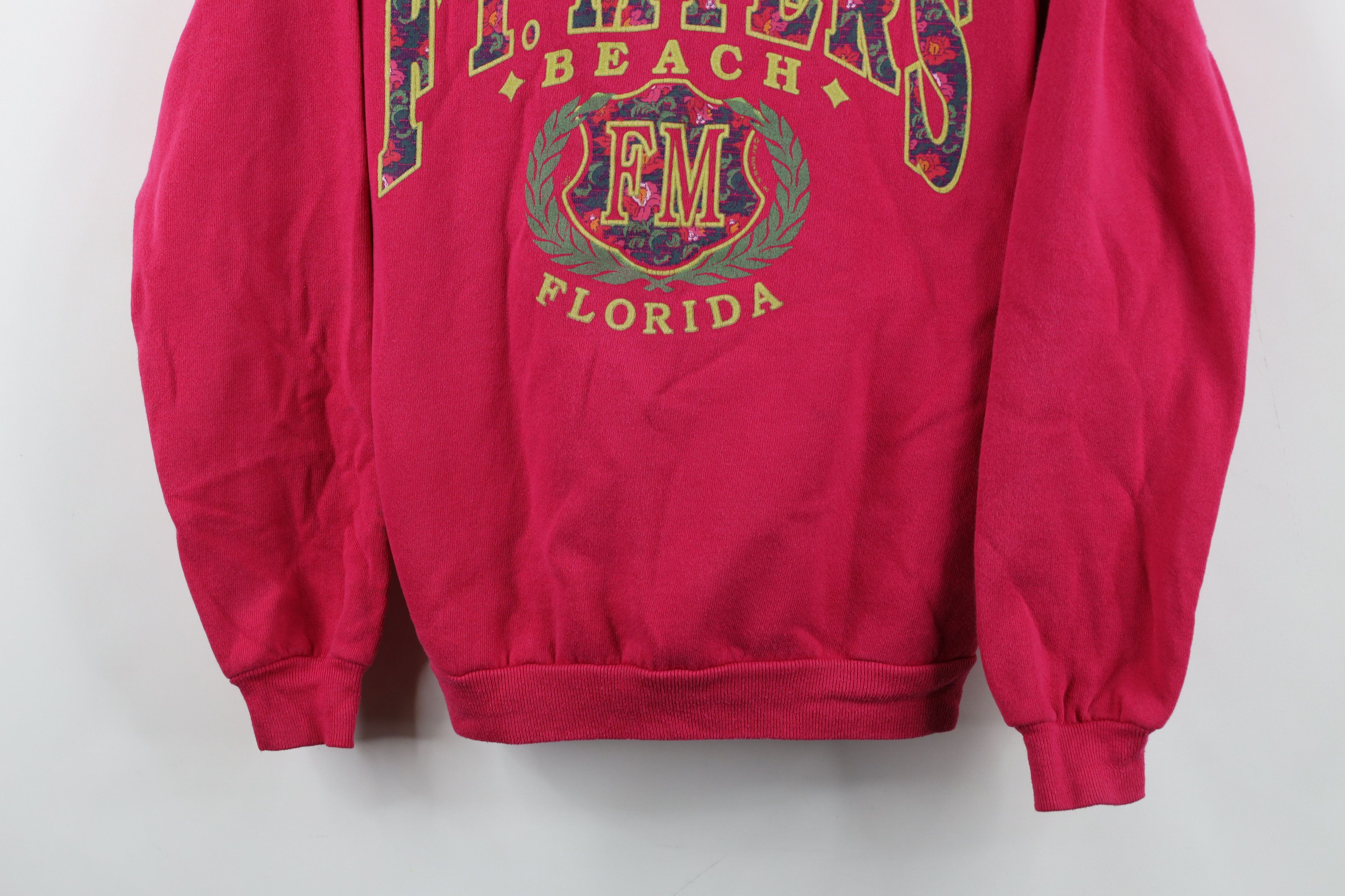 Vintage Vintage 90s Streetwear Beach Florida Sweatshirt Pink USA Size M / US 6-8 / IT 42-44 - 3 Thumbnail