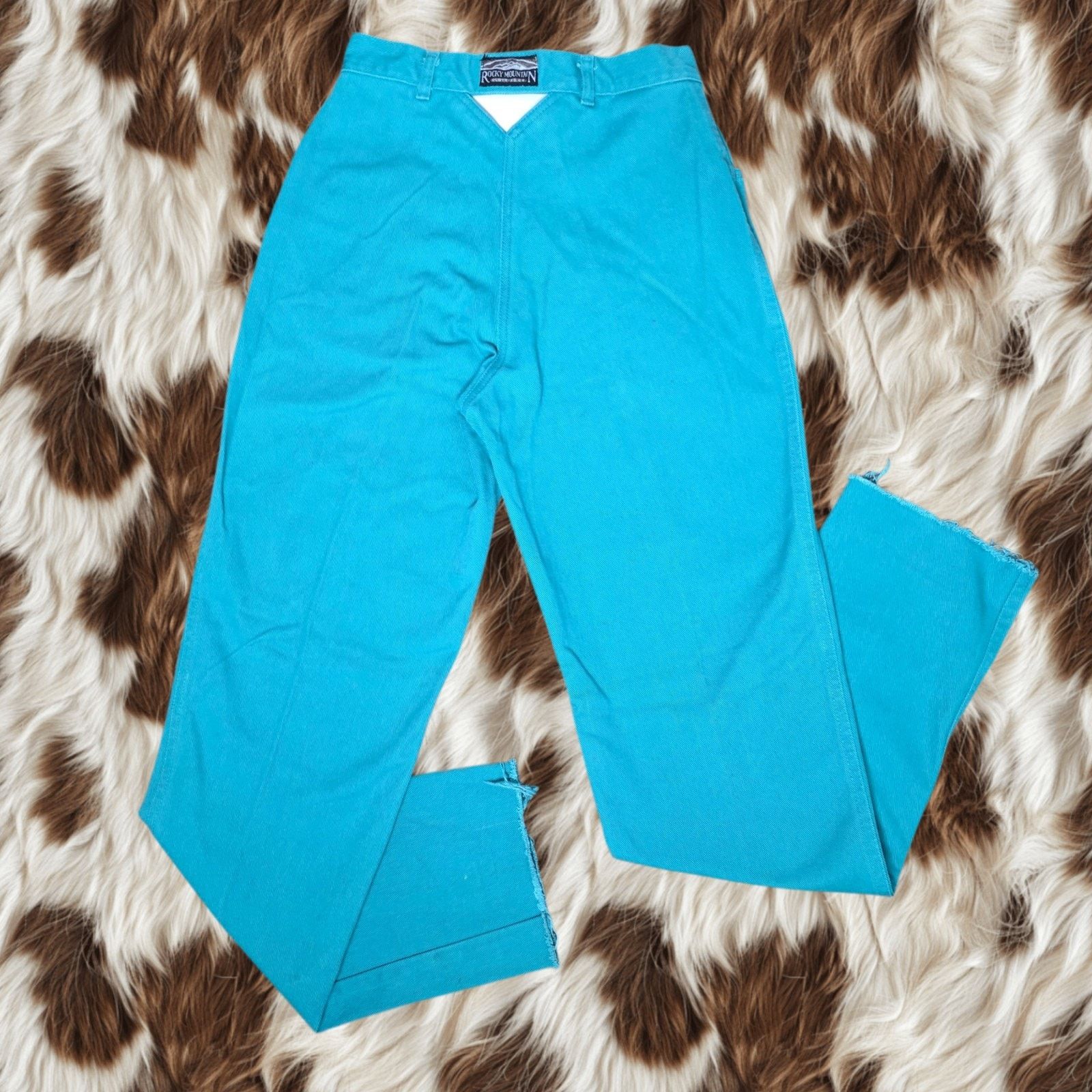 Vintage VTG 90s Teal High Rise Bareback Western Rockies w Cut Out Size 29" - 2 Thumbnail