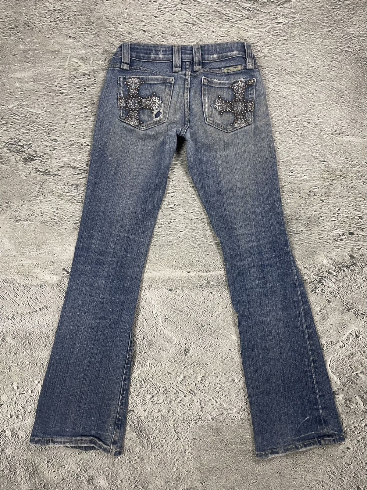 Miss Me flared bootcut white stitching denim vintage y2k