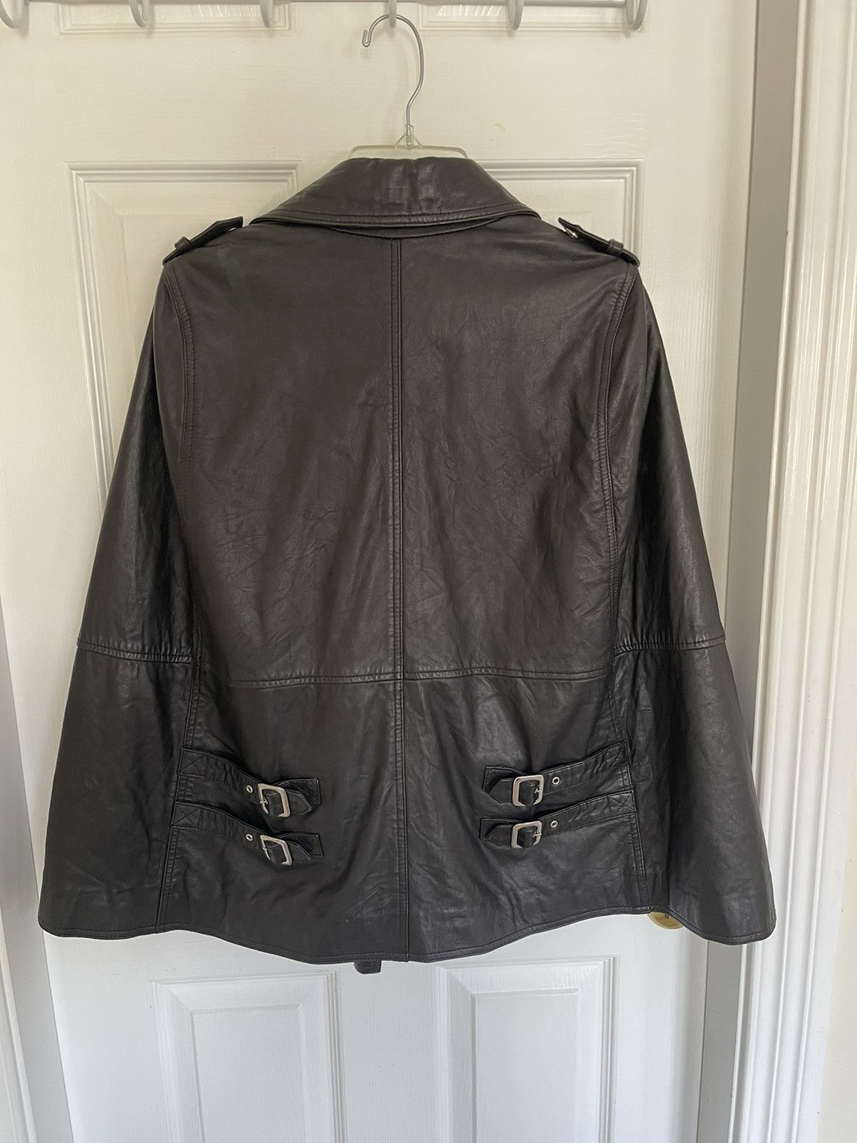 Pam & Gela Pam & Gela Black Leather Moto Cape Jacket Size S / US 4 / IT 40 - 2 Thumbnail