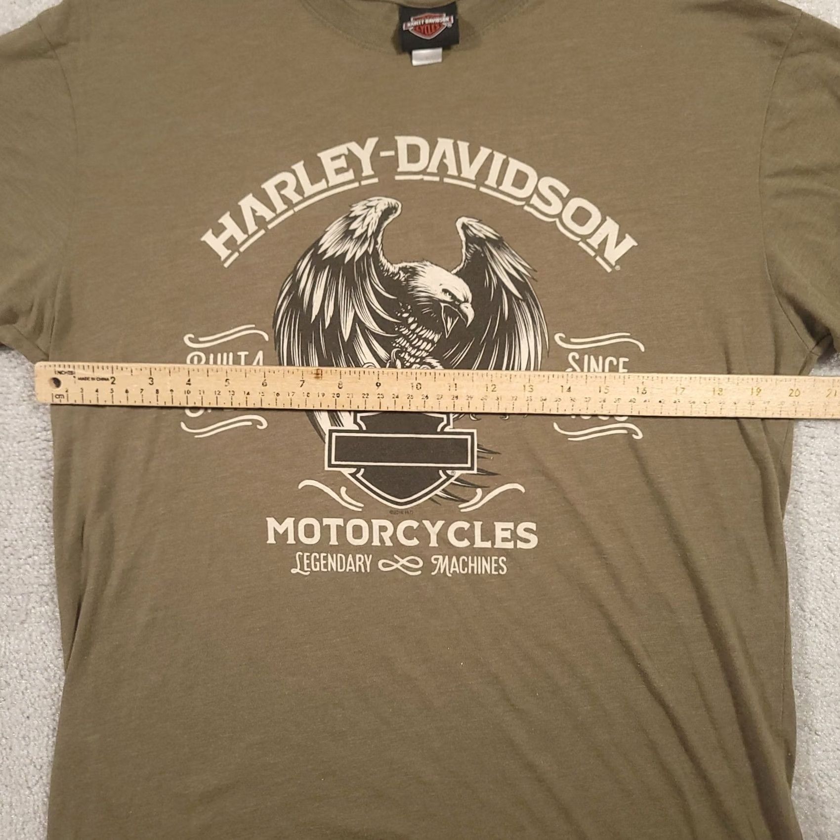 Harley Davidson Harley-Davidson Shirt Mens L Olive Green Lake Of The Ozarks Motorcycle Graphic Graphic Print Crew Neck Short Sleeve T-Shirt Biker Mens Size US L / EU 52-54 / 3 - 2 Thumbnail
