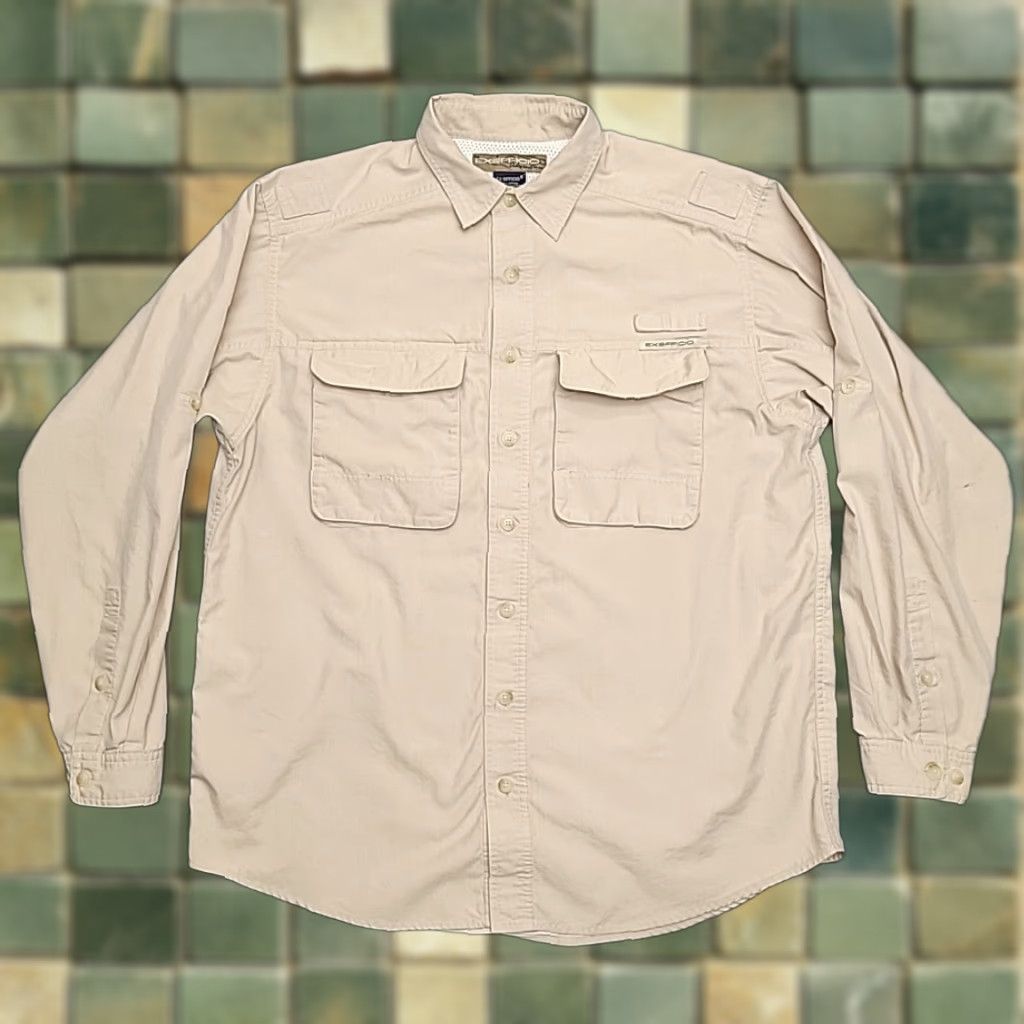 ExOfficio VINTAGE ExOfficio Shirt Men L Khaki Vented Cotton Blend Lightweight Fishing Outdoors Size US L / EU 52-54 / 3 - 1 Thumbnail