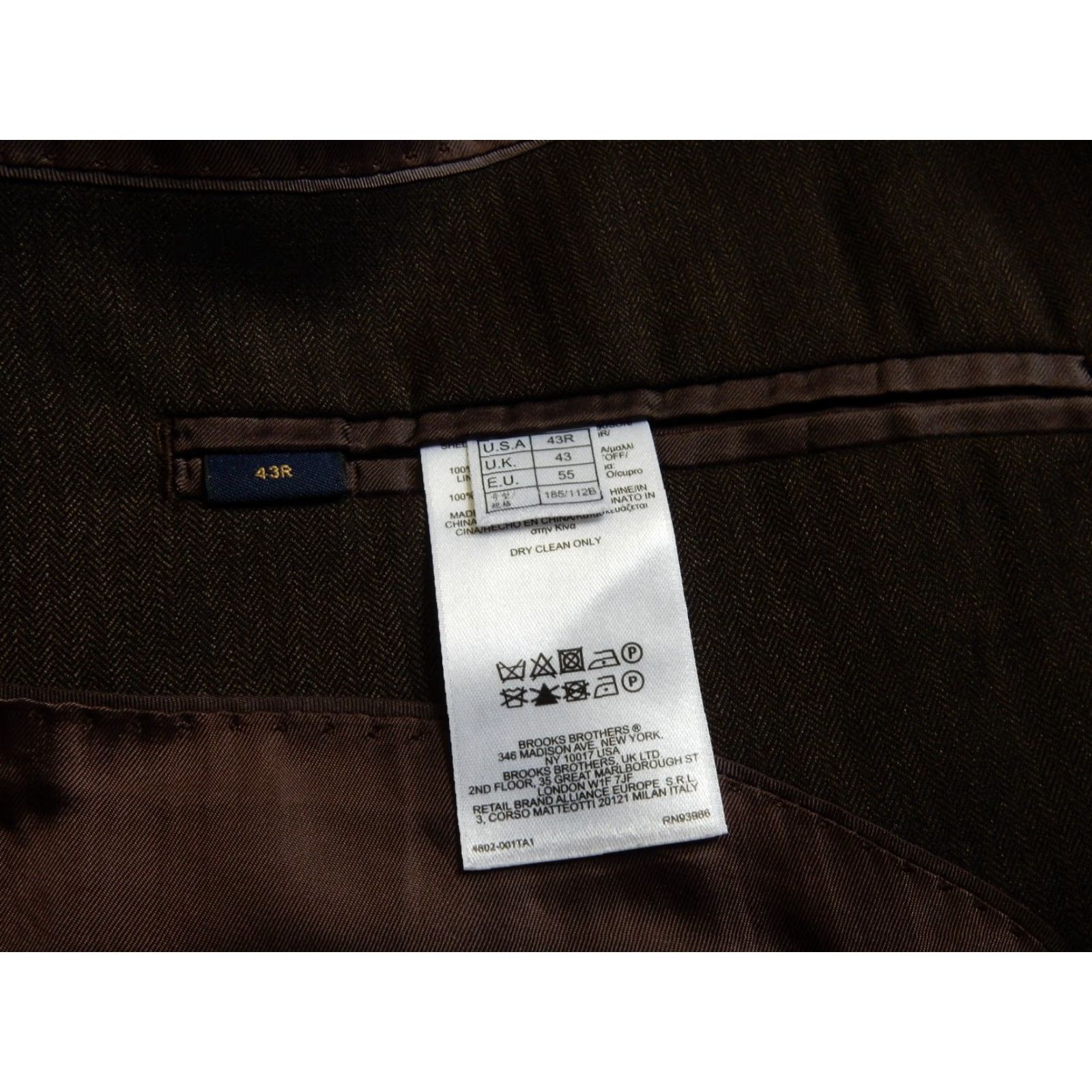 Brooks Brothers Brooks Brothers Men's Blazer Coat Jacket Size 43R Wool Brown Regular 1 Piece Button Front Dual Vent Mens Size 46R - 7 Thumbnail