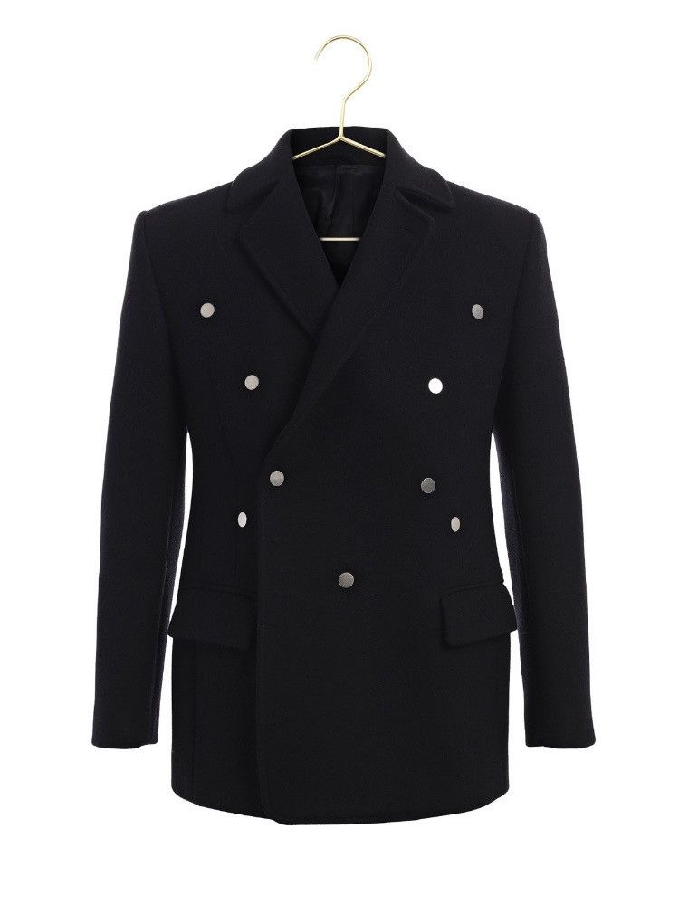 Raf Simons Raf Simons Double Breasted Wool Heavy Coat in Blue 