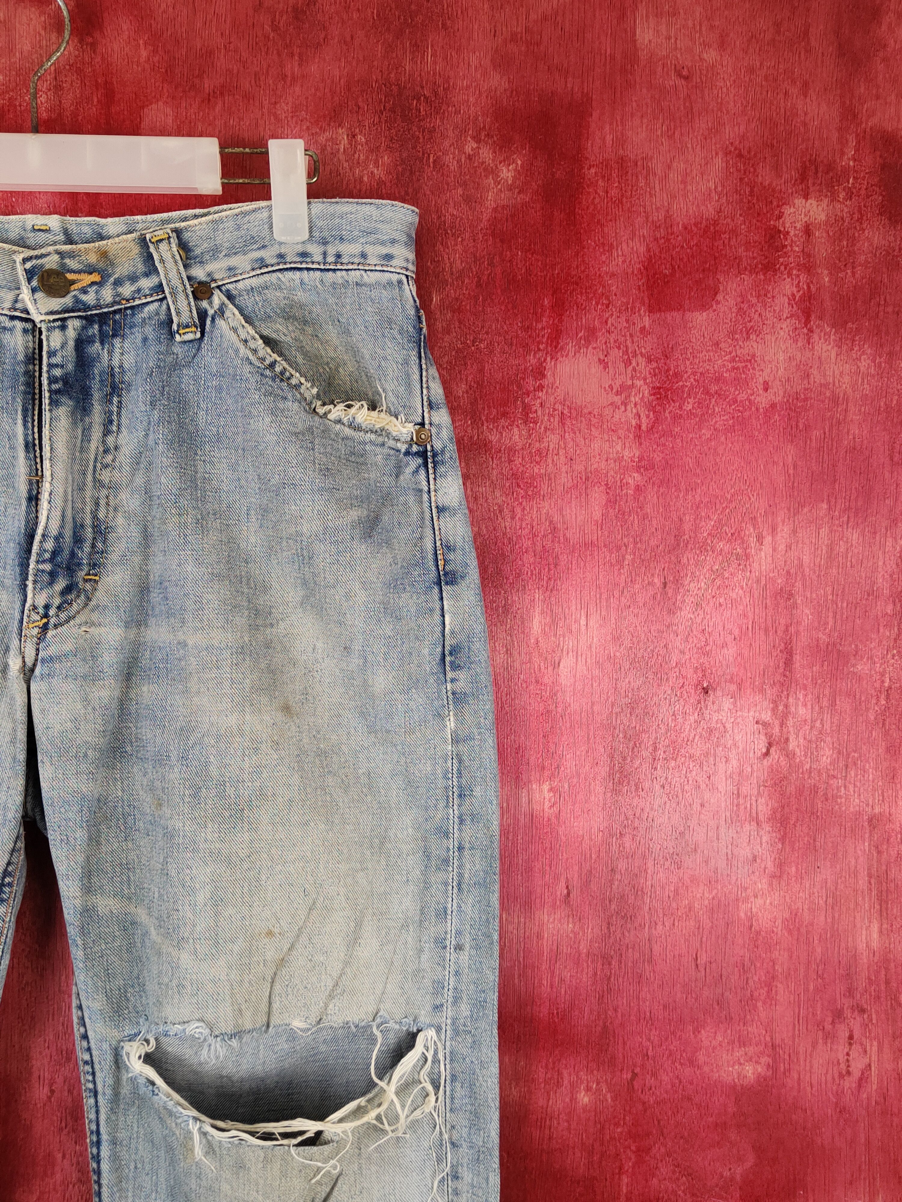 Japanese Brand Lee vintage Blue Distressed Ripped Jeans #S1694 Size US 32 / EU 48 - 5 Thumbnail