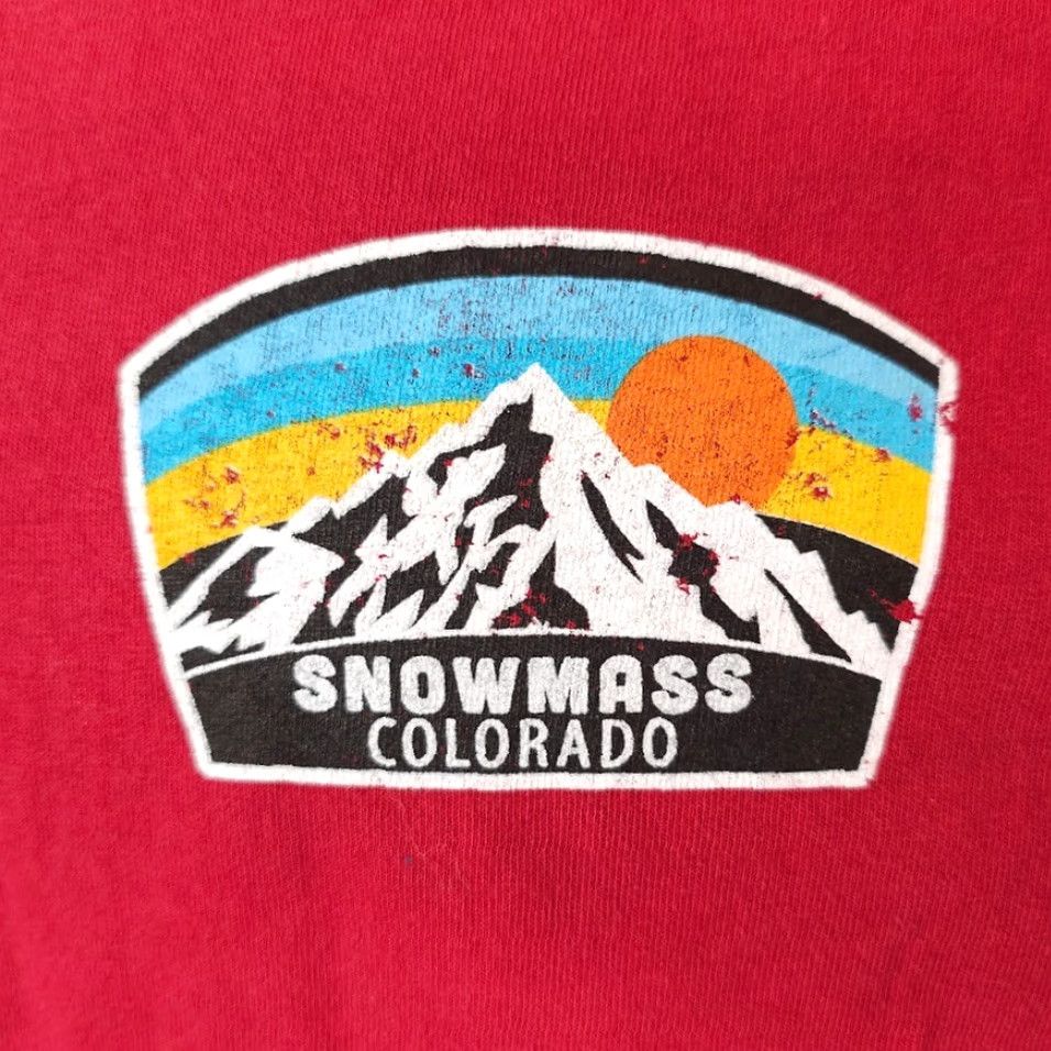 Gildan Gildan T-Shirt Mens Ski Snowmass Colorado Red Travel Destination Crew Neck Short Sleeve L Size US L / EU 52-54 / 3 - 3 Thumbnail