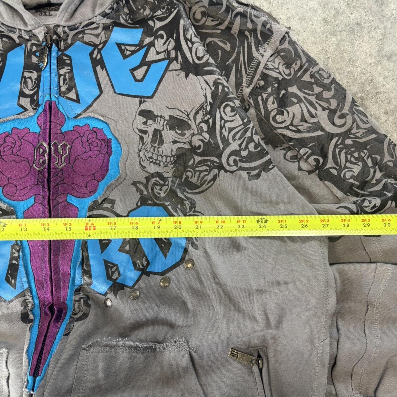 Affliction Blac Label Y2K Zip Up 2000s Baggy Hoodie Size US XXL / EU 58 / 5 - 5 Thumbnail