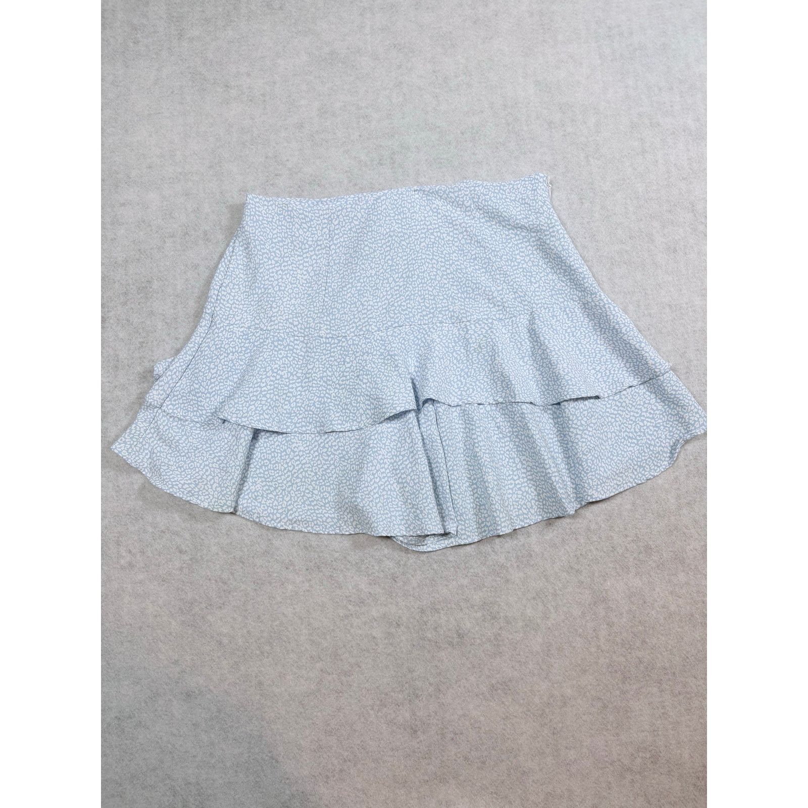 Zara ZARA Blue White Ruffle Mini Skirt Flowy Tiered #0528 Size 30" / US 8 / IT 44 - 2 Thumbnail