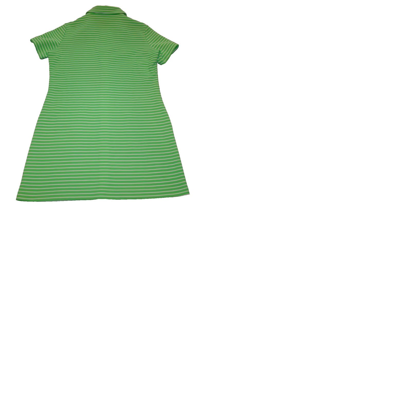 VINTAGE Lacoste Womens Shirt Dress 16 Green Striped Knit Full Front Zip  Dress