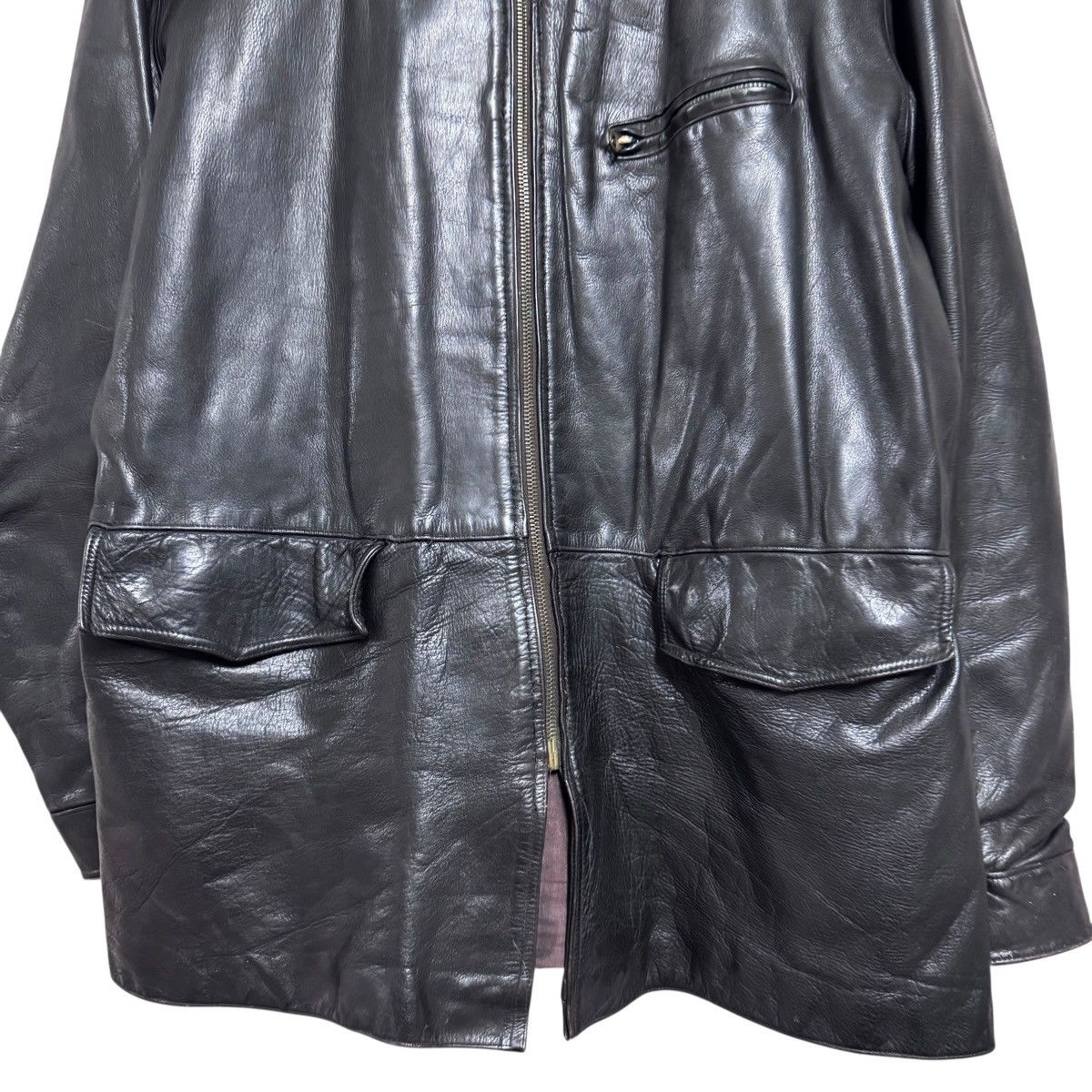 Vintage Vintage 50s Horsehide Leather Hunting Jacket Lightning Zip Size US L / EU 52-54 / 3 - 7 Thumbnail