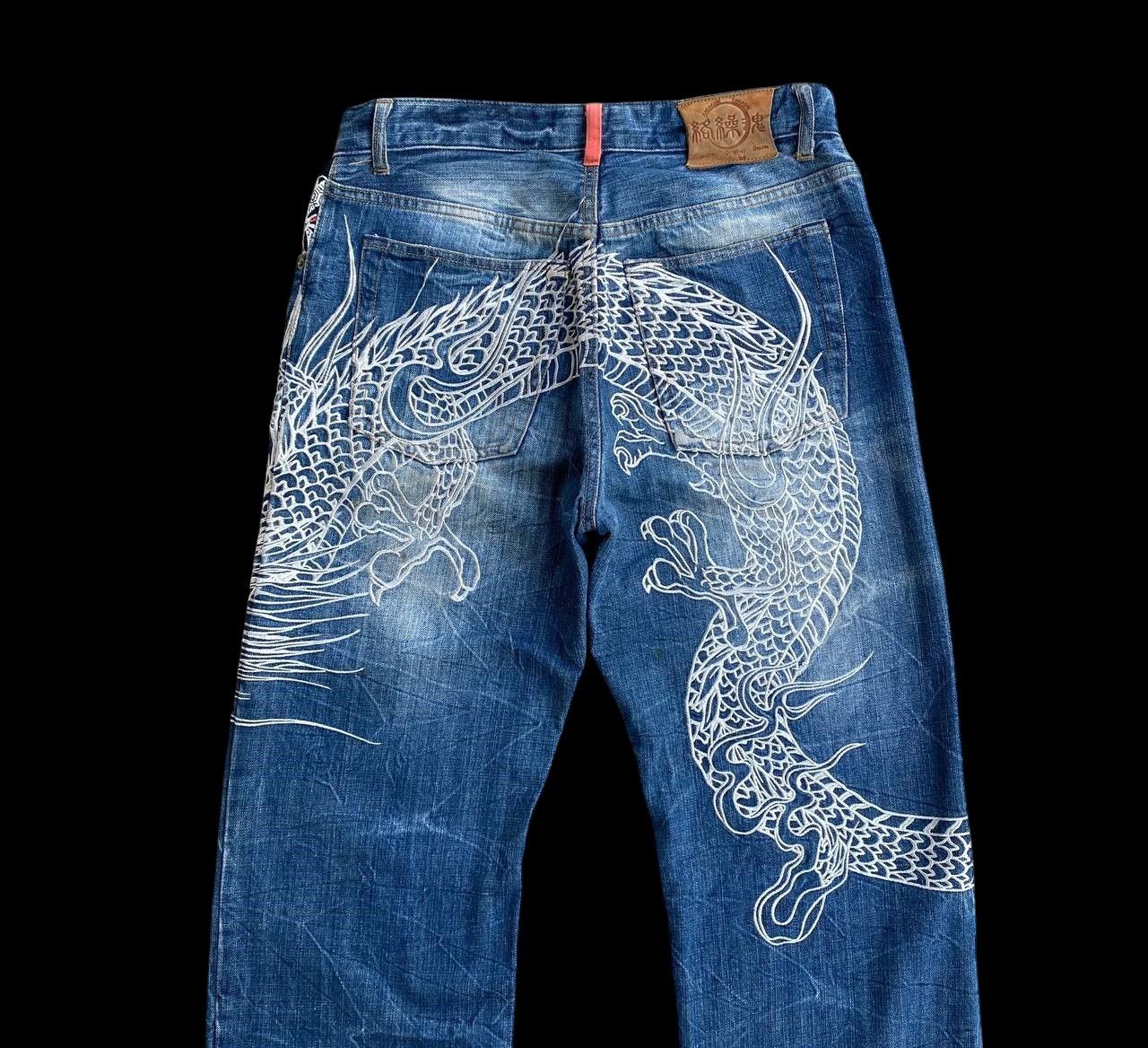 Japan Blue × KOJIMA GENES VINTAGE KARAKURI TAMASHI ECCENTRIC ICONIC DRAGON EMBROIDERED Size US 31 - 2 Thumbnail