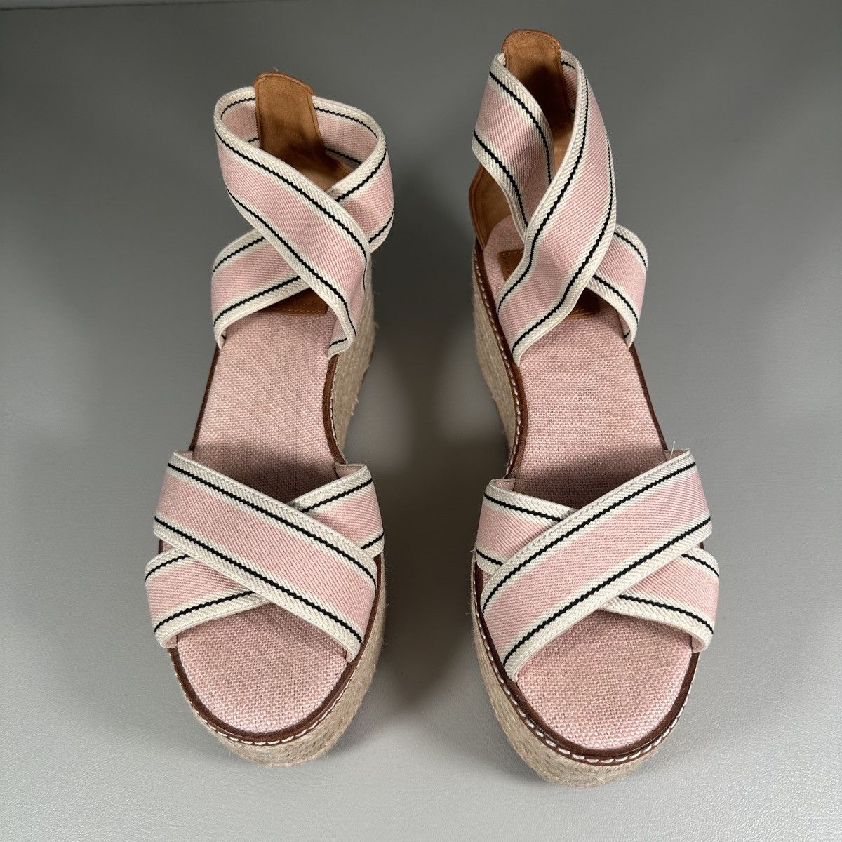 Tory Burch Tory Burch Frieda Cross Strap Blush Pink Espadrille Sandals Size US 7.5 / IT 37.5 - 4 Thumbnail